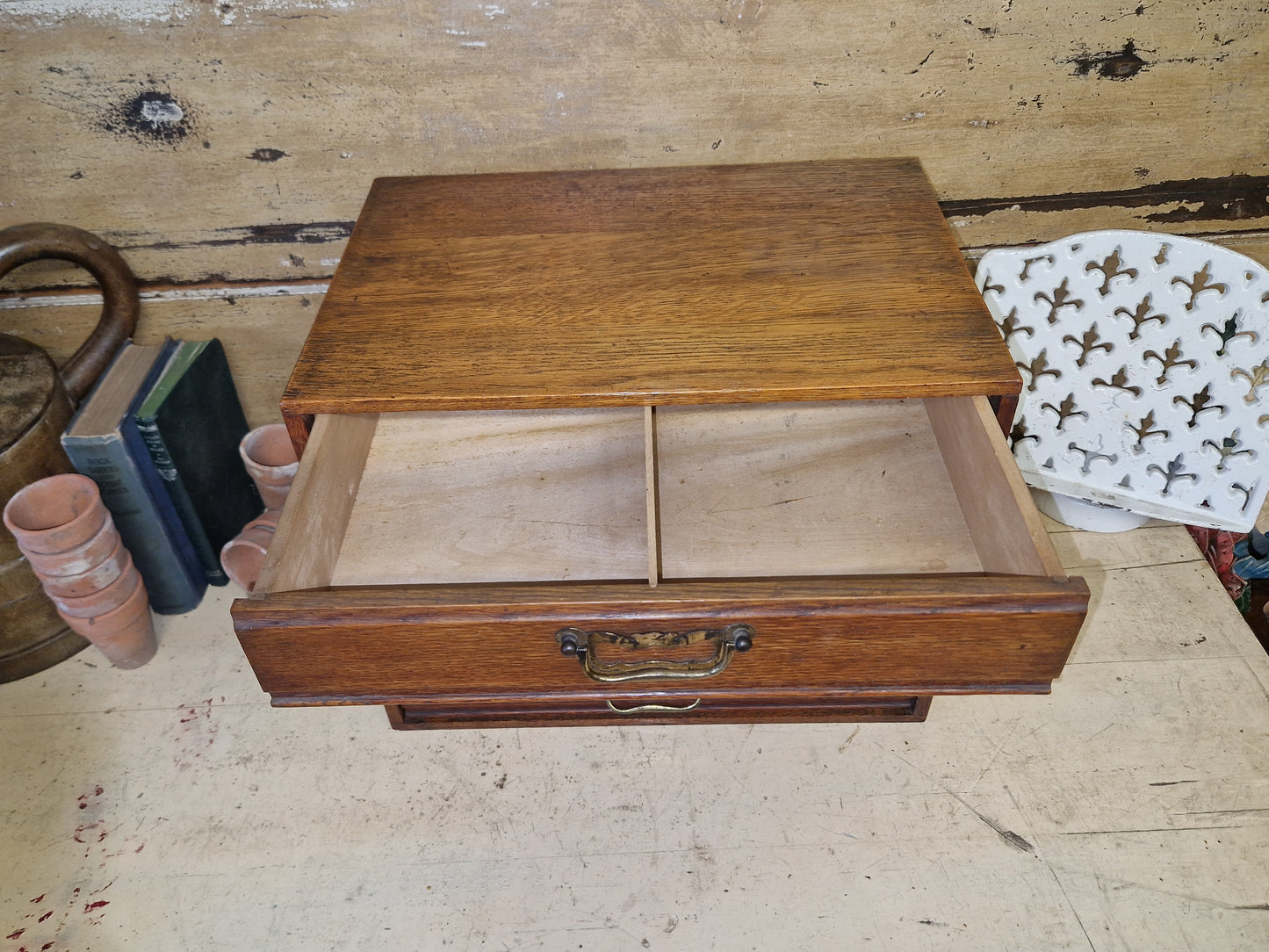 Antique Vintage Oak Bank Of Drawers Watchmakers Filing Cabinet