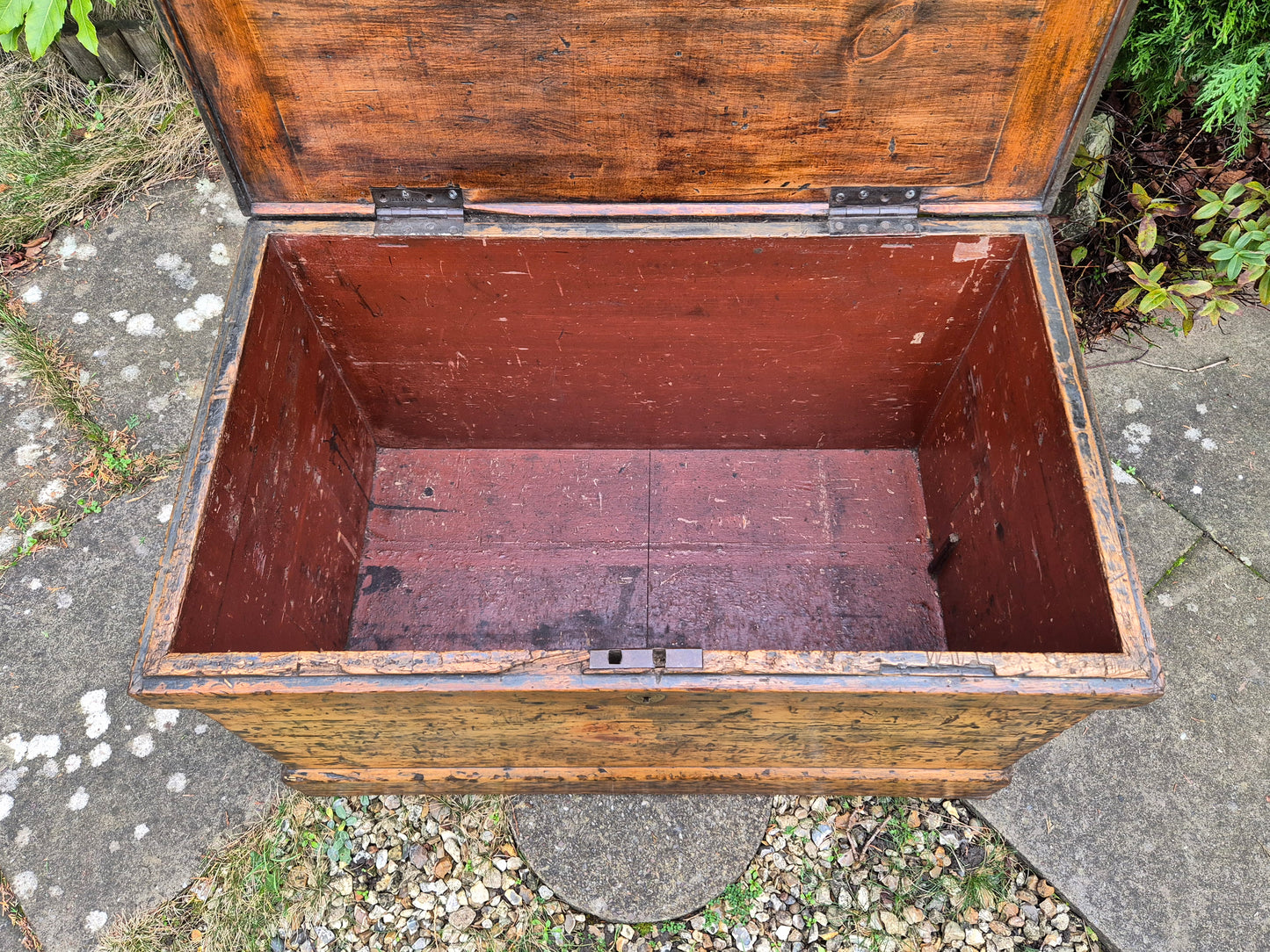 Antique Rustic Pine Box Trunk Chest