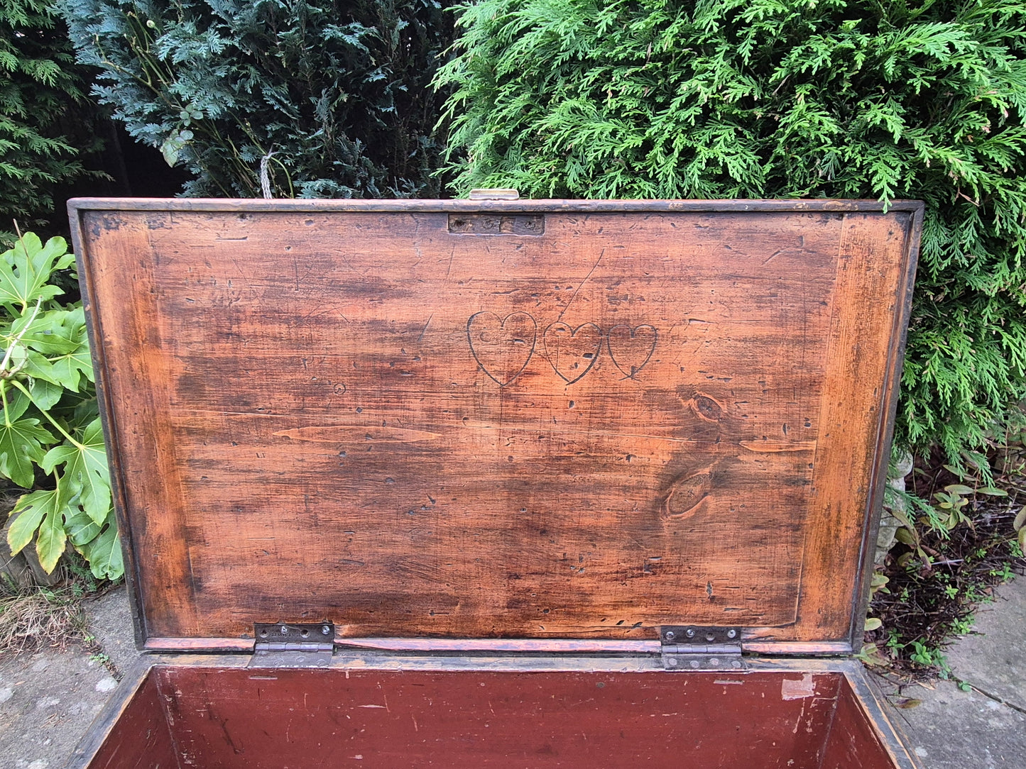 Antique Rustic Pine Box Trunk Chest