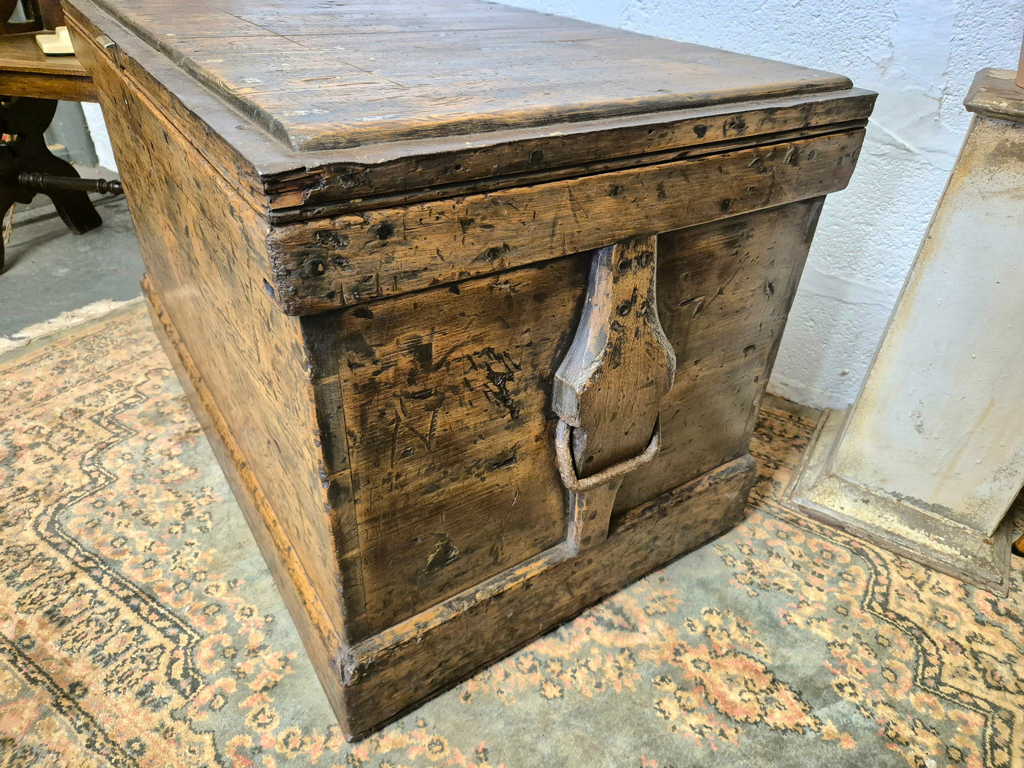 Antique Rustic Pine Box Trunk Chest