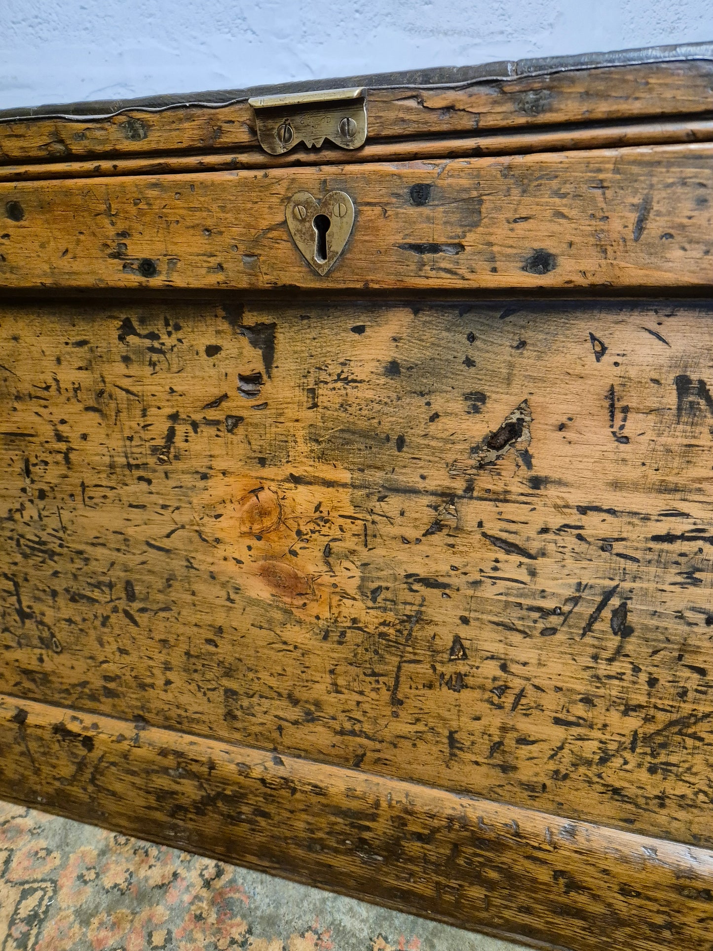 Antique Rustic Pine Box Trunk Chest