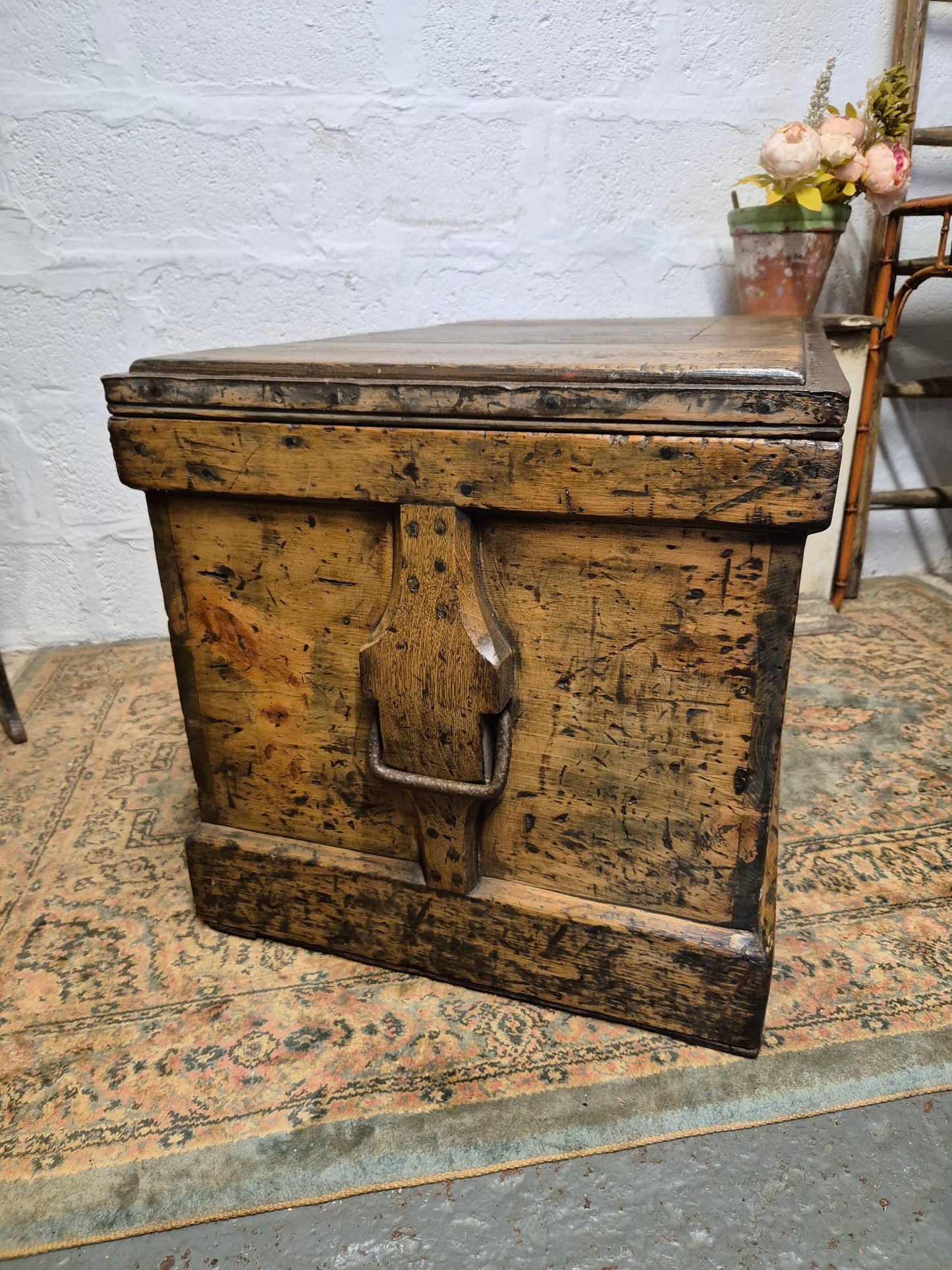 Antique Rustic Pine Box Trunk Chest