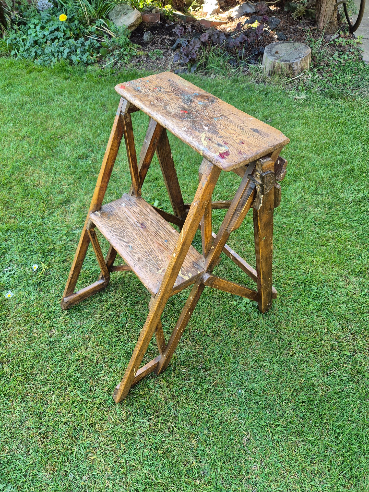 Small Wooden Lattistep Hatherley Stepladder Ladders Rare Size