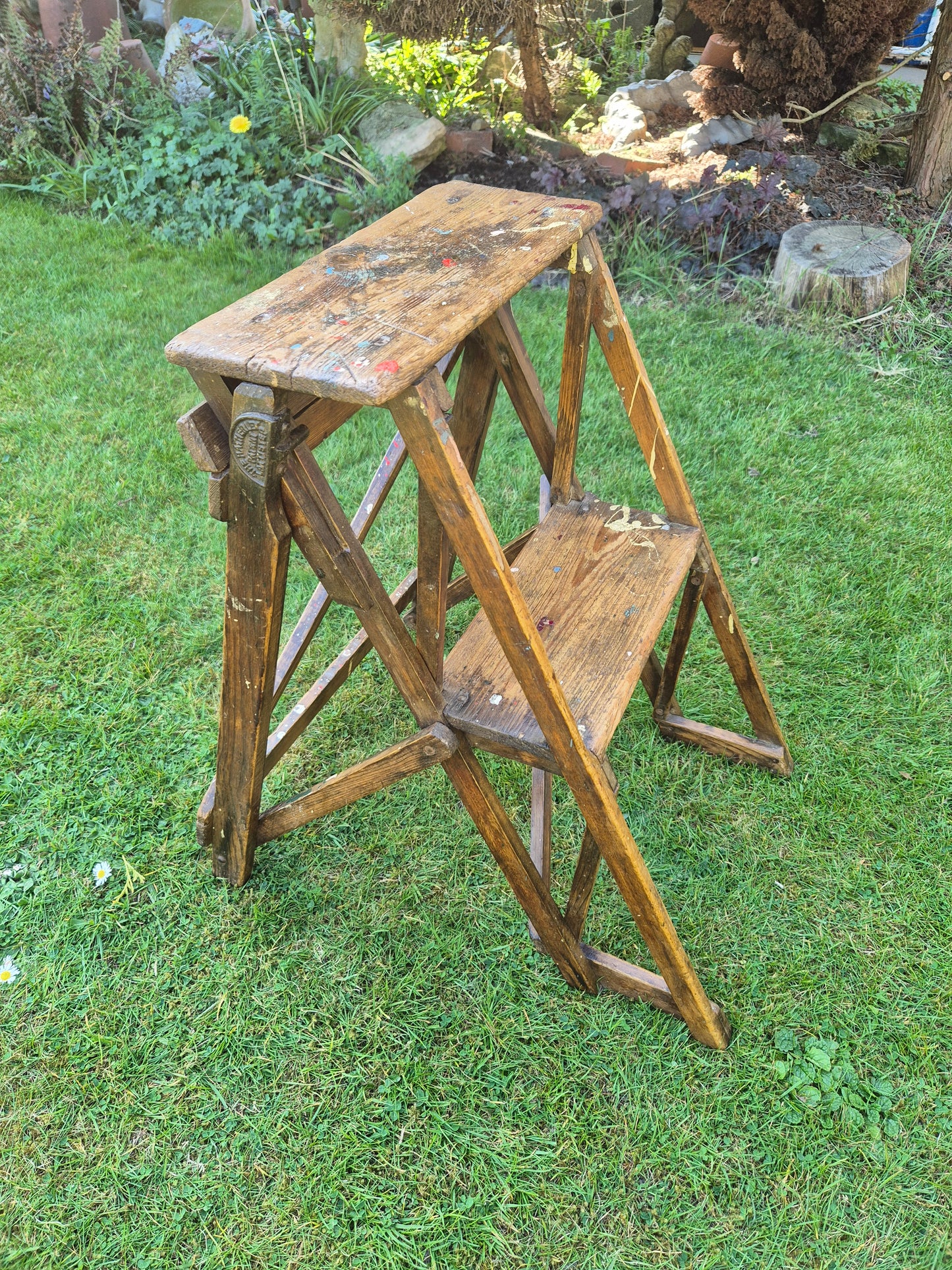 Small Wooden Lattistep Hatherley Stepladder Ladders Rare Size
