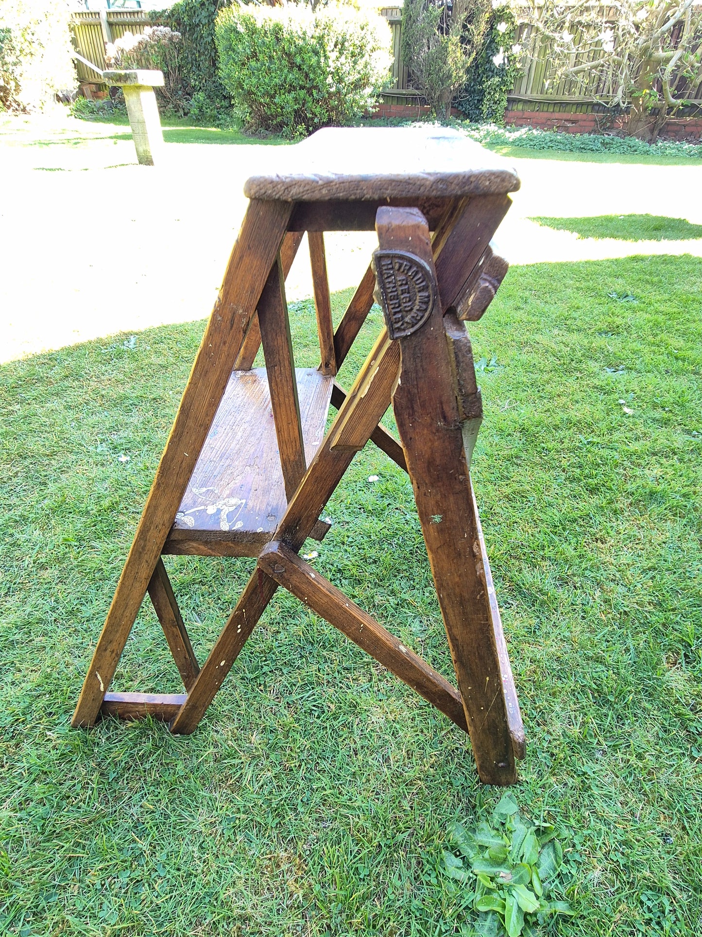 Small Wooden Lattistep Hatherley Stepladder Ladders Rare Size