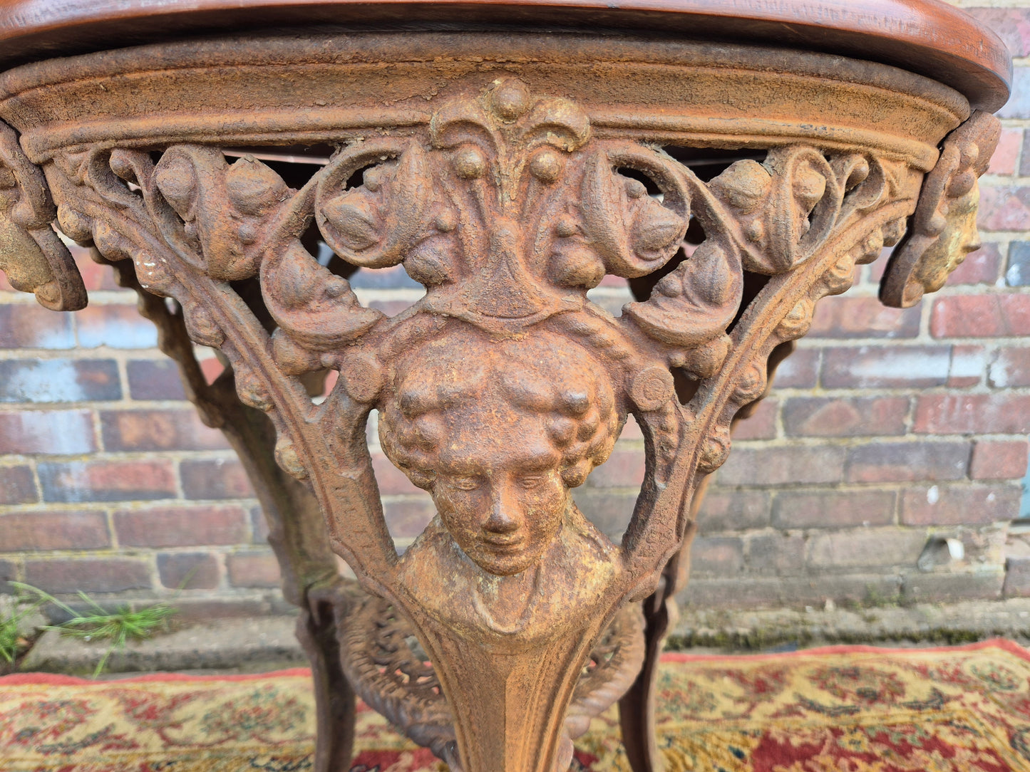 Antique Cast Iron Goddess Table Wooden Mahogany Top Pub Table The Tivi Co. Bar Fitters Etc Tipton