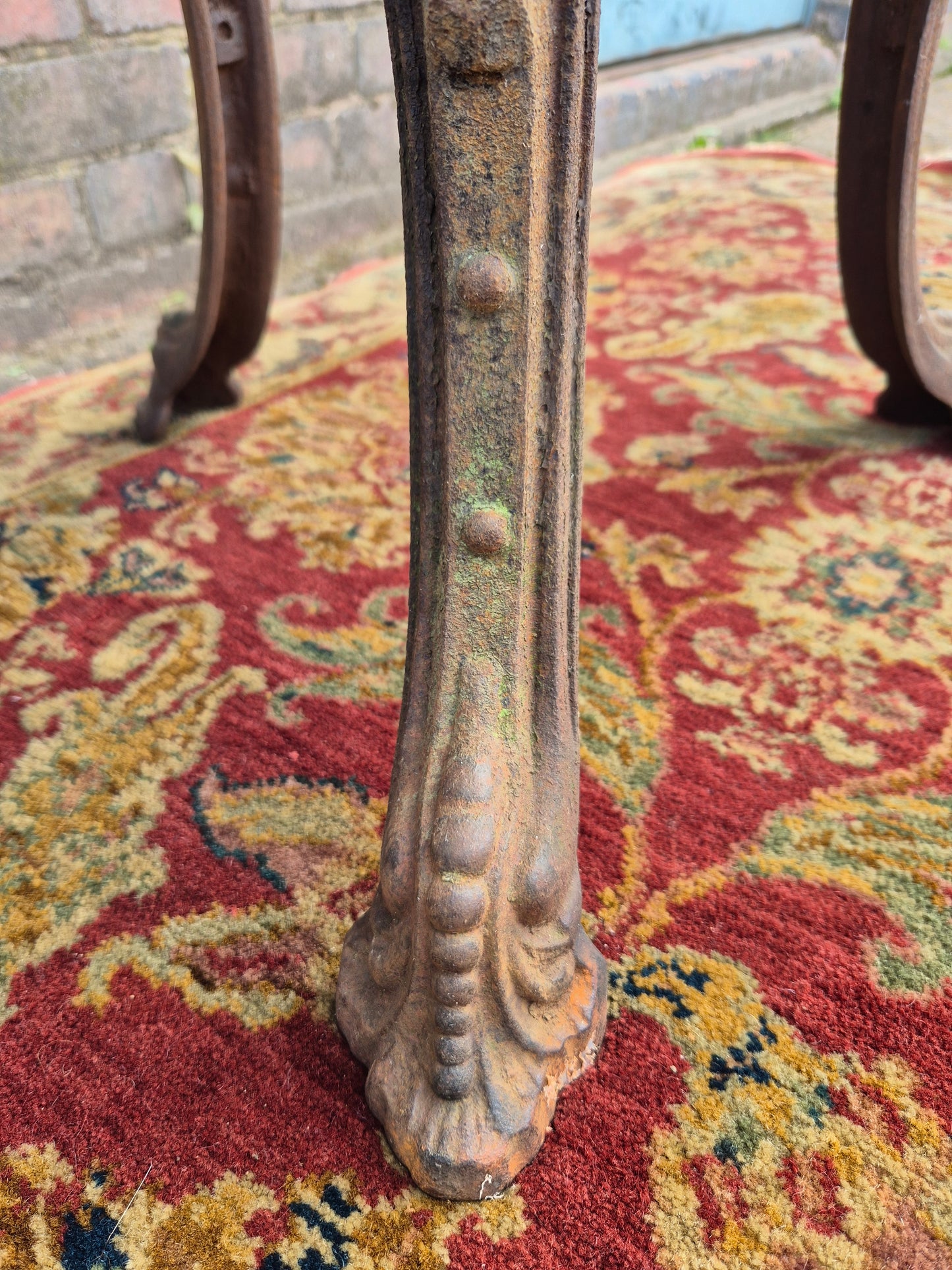 Antique Cast Iron Goddess Table Wooden Mahogany Top Pub Table The Tivi Co. Bar Fitters Etc Tipton