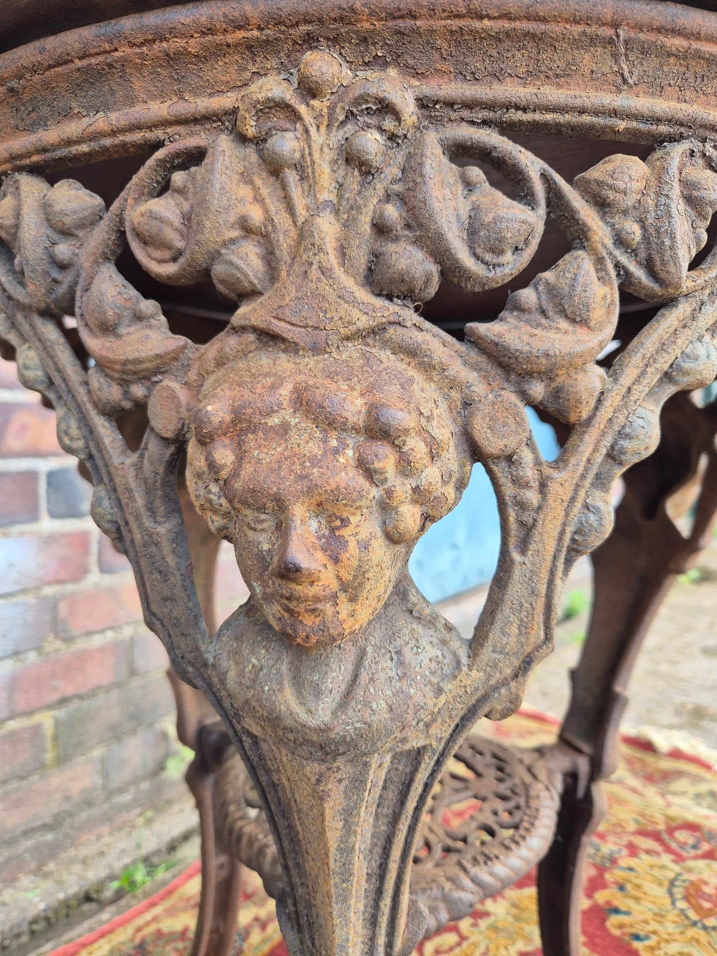 Antique Cast Iron Goddess Table Wooden Mahogany Top Pub Table The Tivi Co. Bar Fitters Etc Tipton