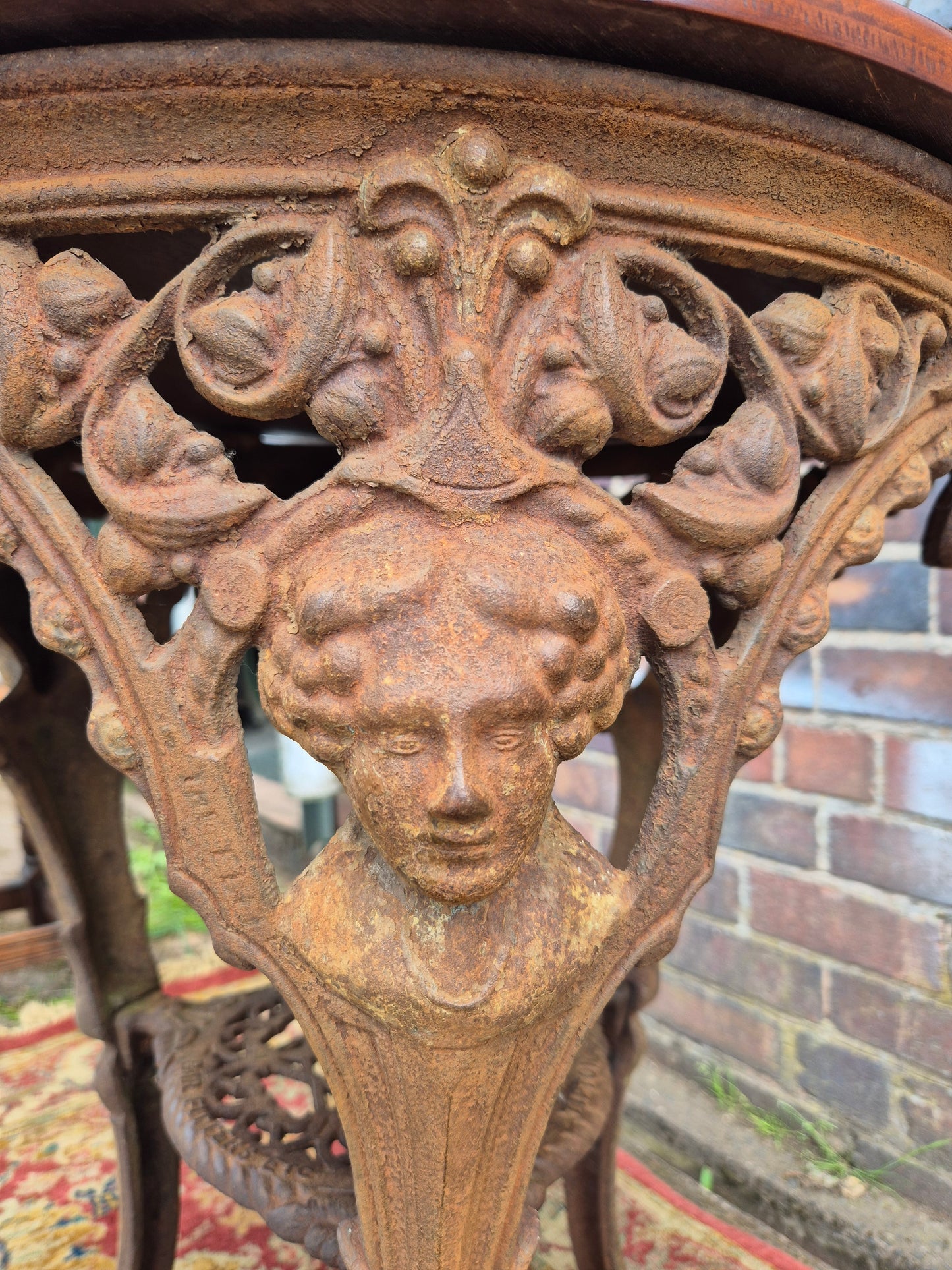 Antique Cast Iron Goddess Table Wooden Mahogany Top Pub Table The Tivi Co. Bar Fitters Etc Tipton