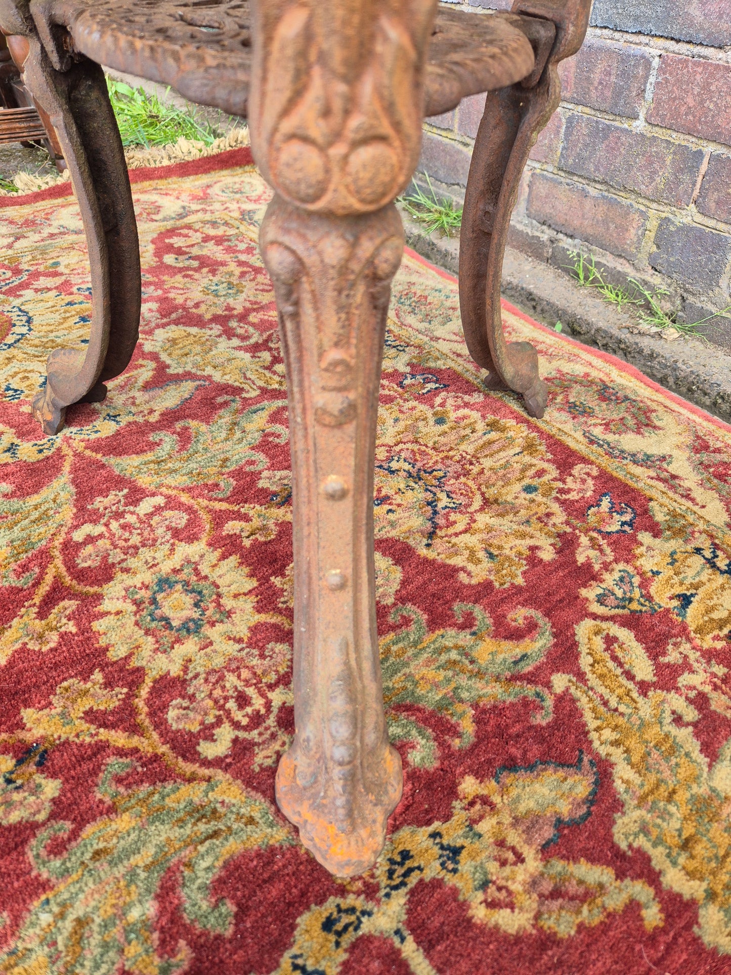 Antique Cast Iron Goddess Table Wooden Mahogany Top Pub Table The Tivi Co. Bar Fitters Etc Tipton