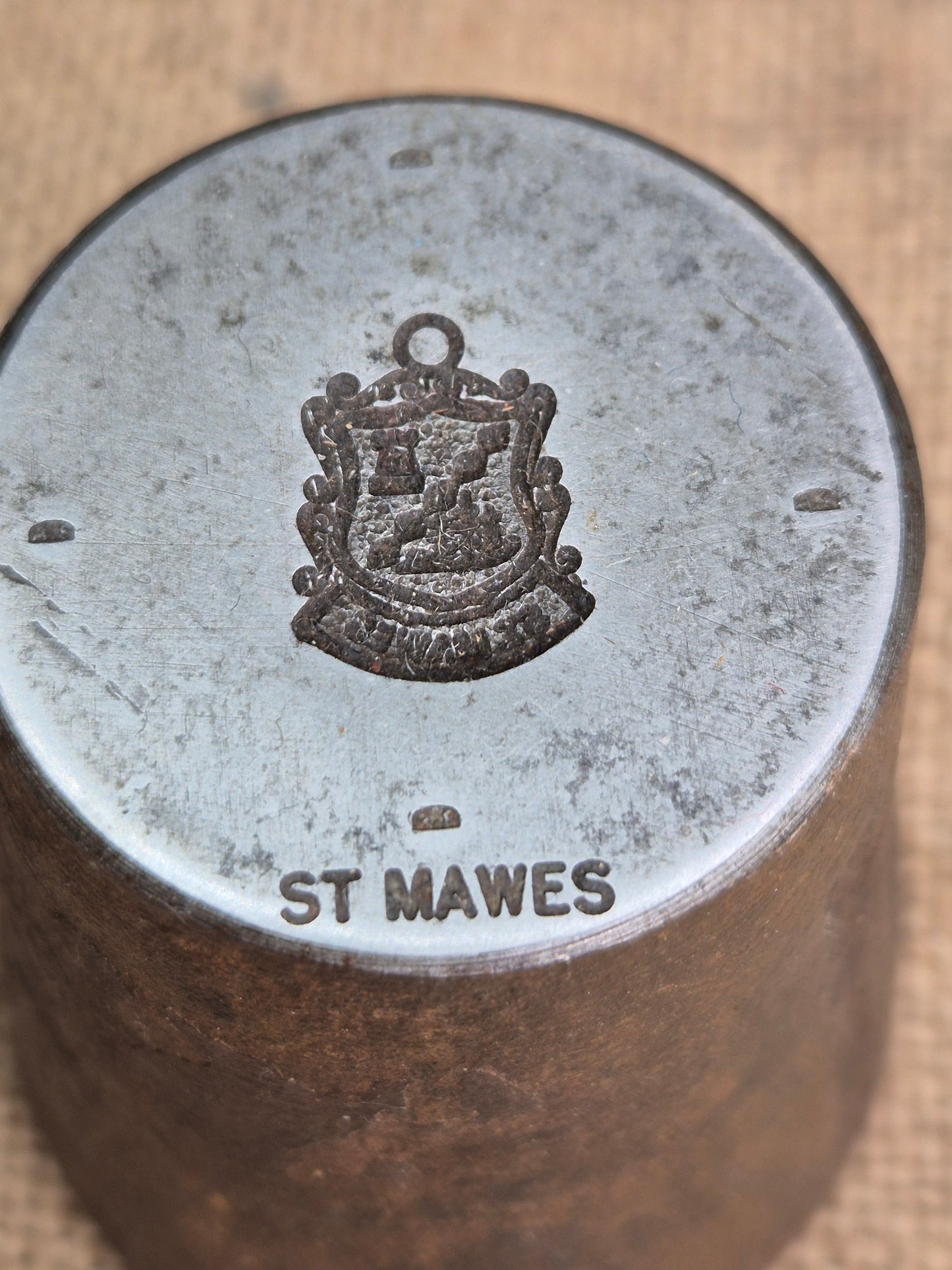 Vintage Silver Travel Charm Metal Die Stamp ST MAWES Old Tool Jewellery