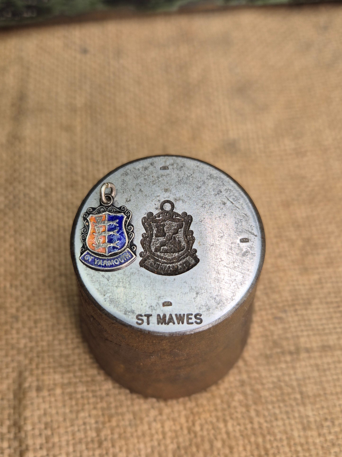 Vintage Silver Travel Charm Metal Die Stamp ST MAWES Old Tool Jewellery