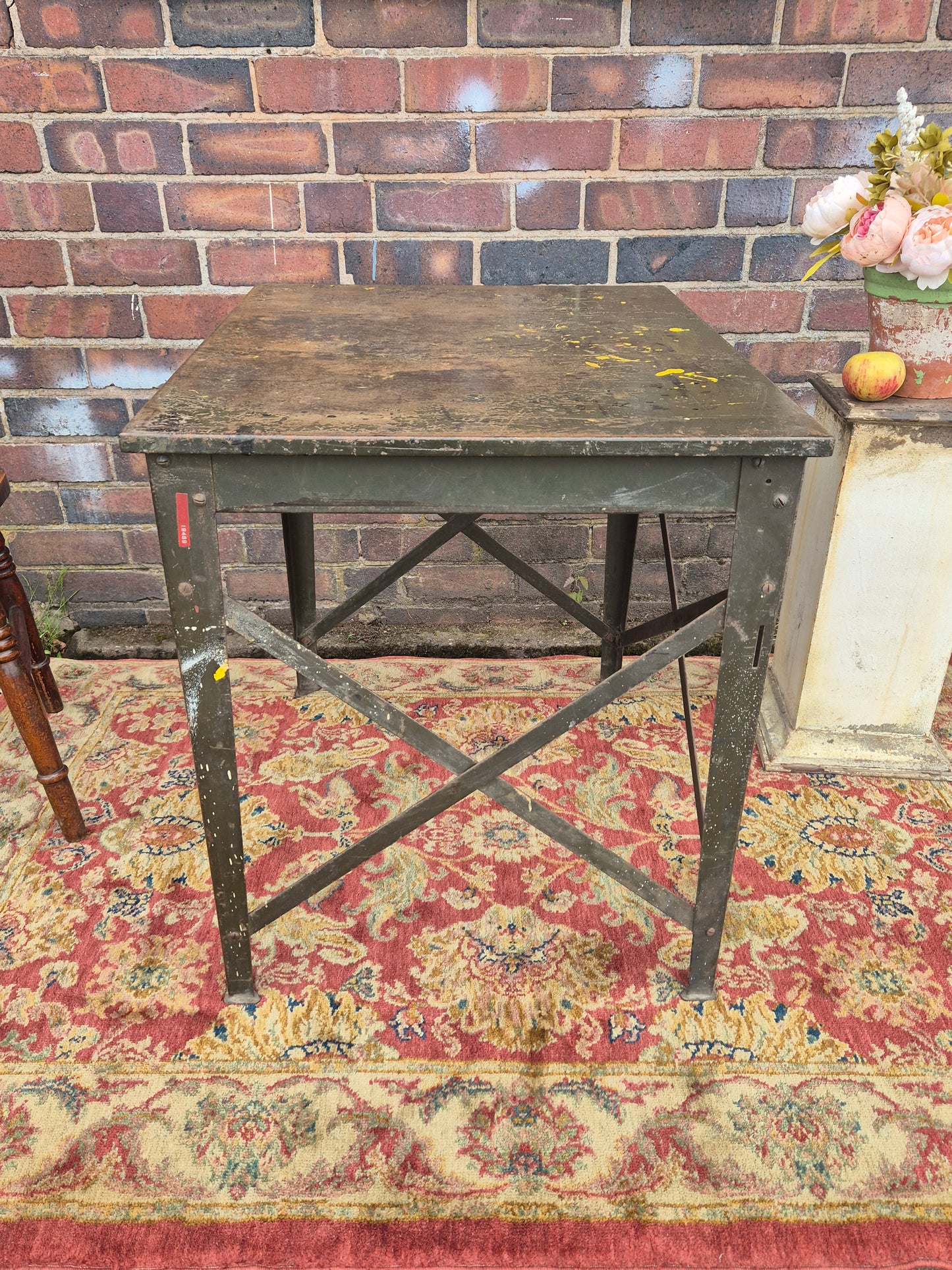 Vintage RONEO 1960s Table Industrial Green Metal Table Desk💚