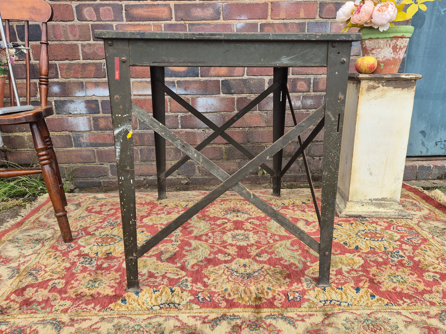 Vintage RONEO 1960s Table Industrial Green Metal Table Desk💚