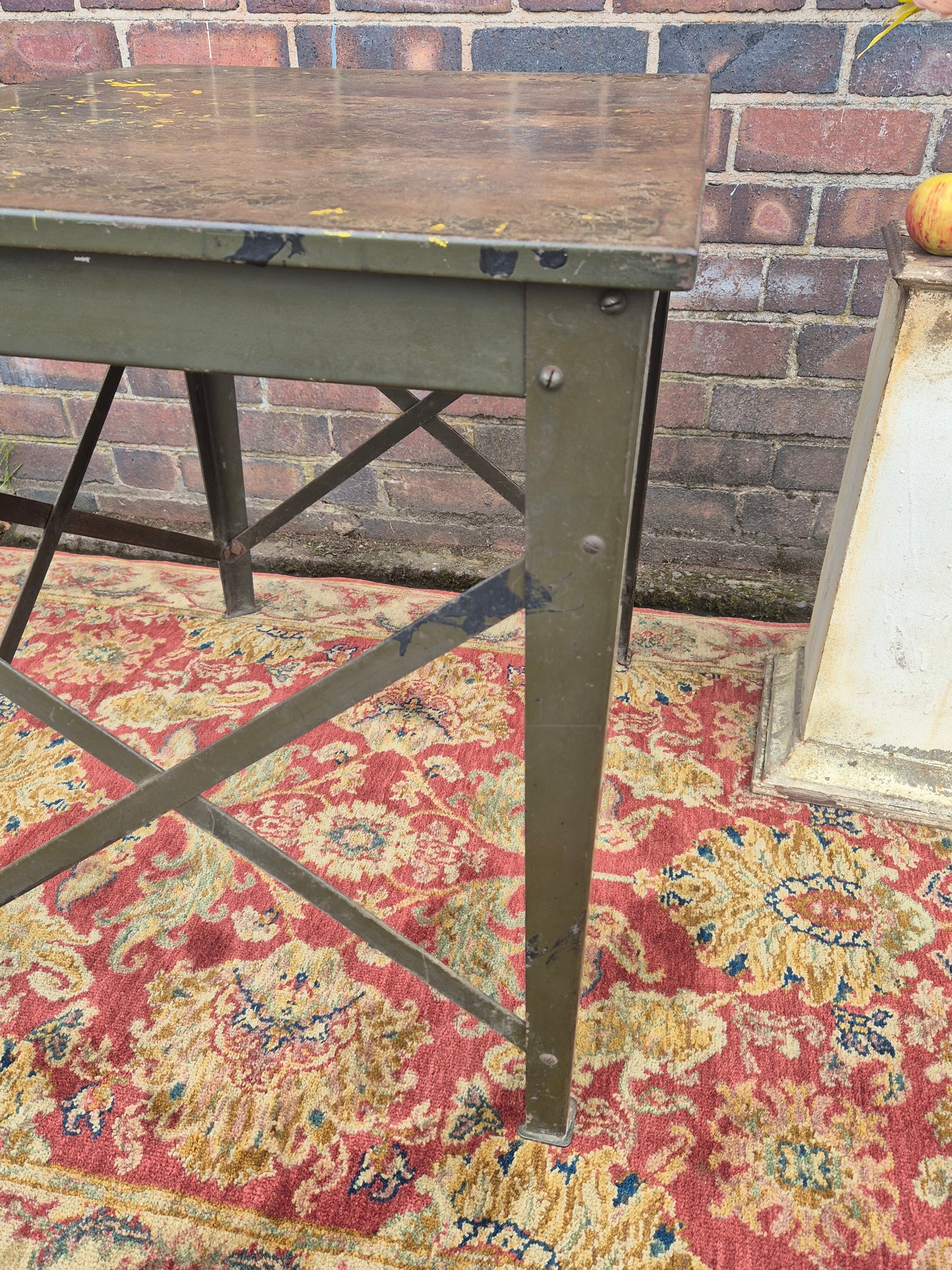 Vintage RONEO 1960s Table Industrial Green Metal Table Desk💚