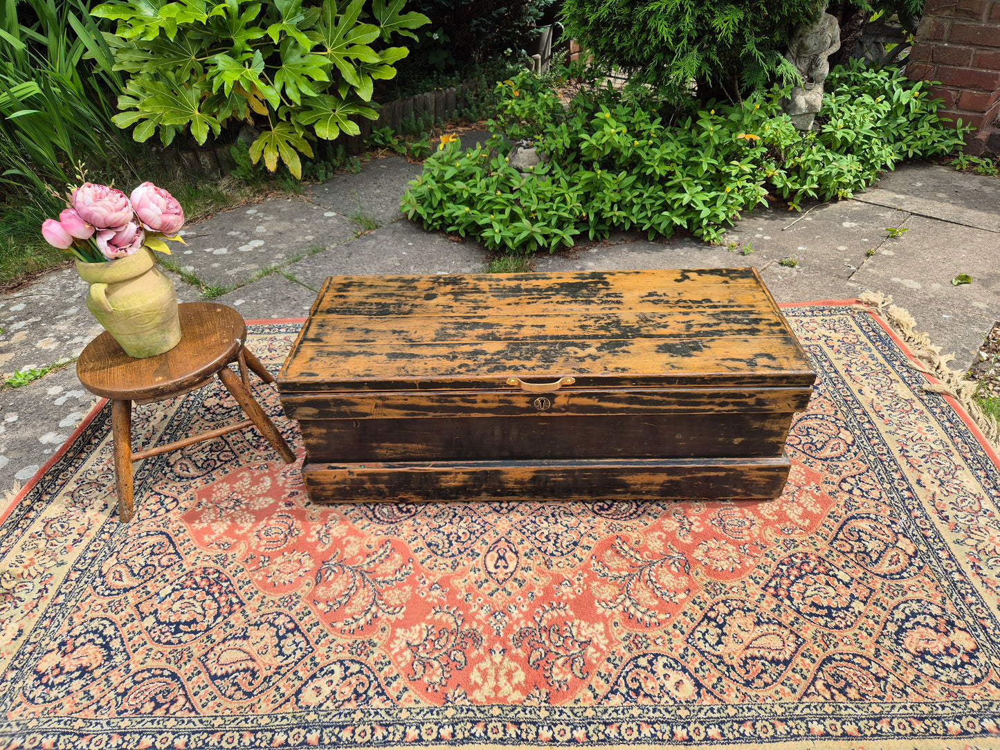 Antique Pine Box Storage Box Coffee Table