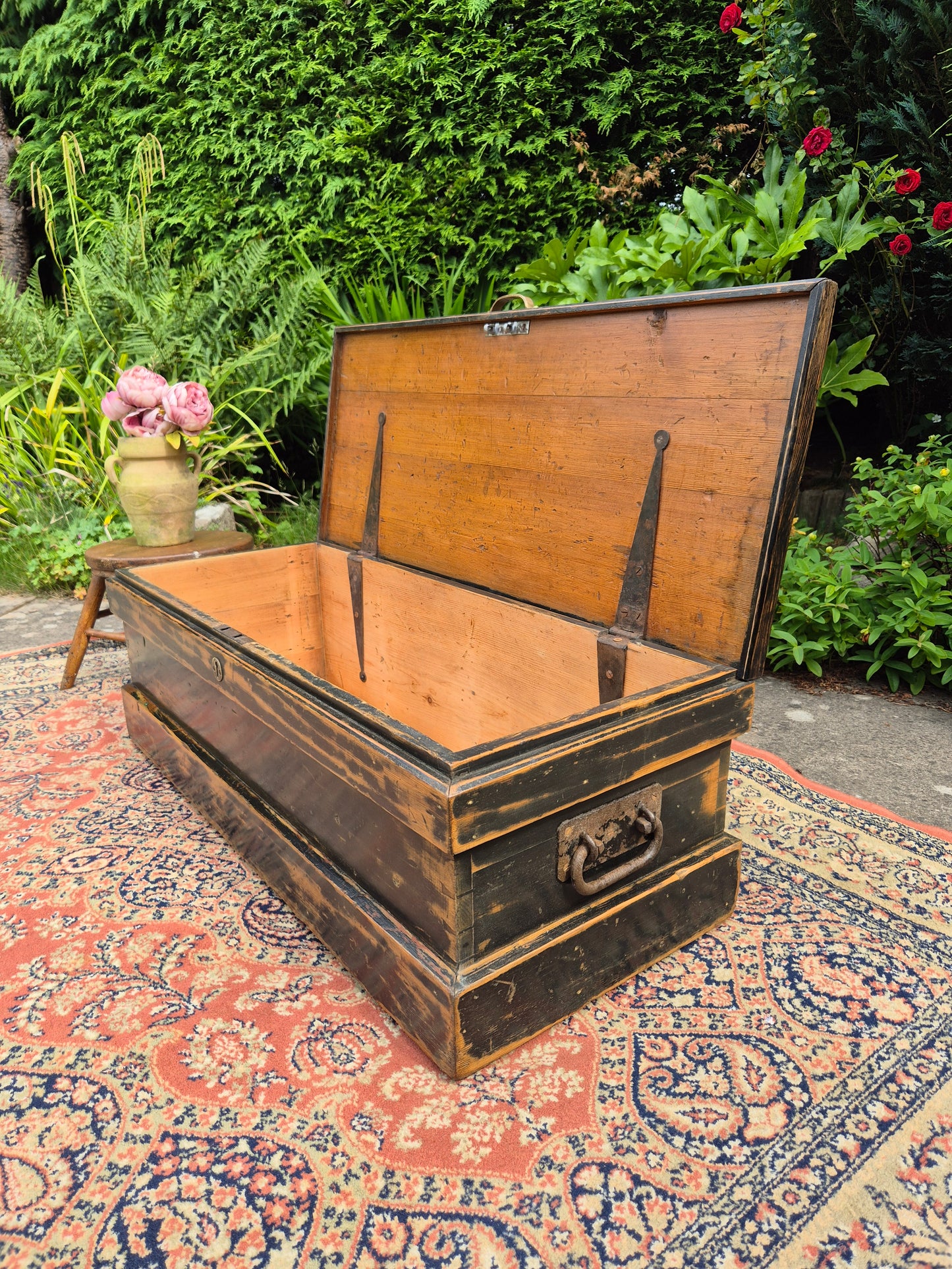 Antique Pine Box Storage Box Coffee Table