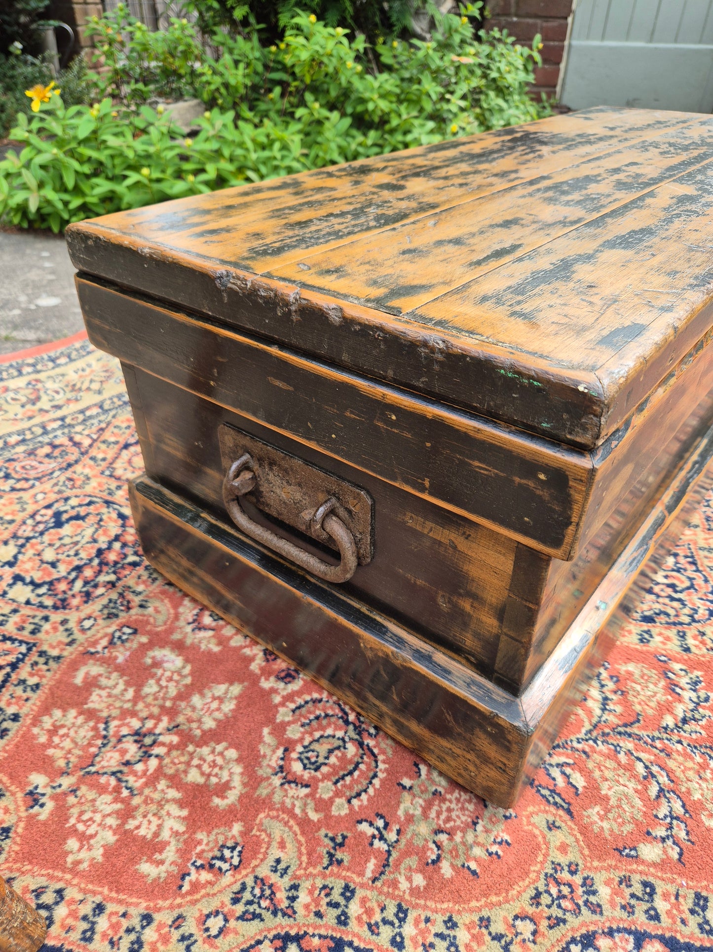 Antique Pine Box Storage Box Coffee Table