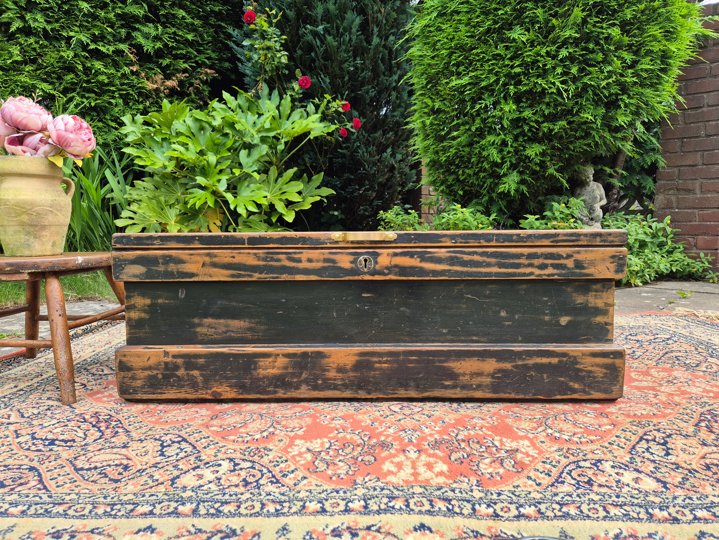 Antique Pine Box Storage Box Coffee Table