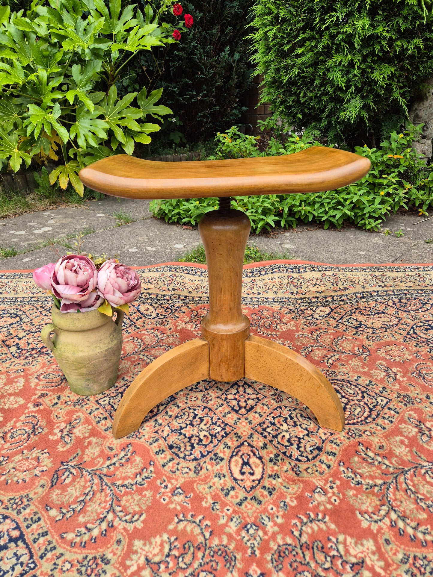 Vintage Mid Century Adjustable Piano Stool, 1930s