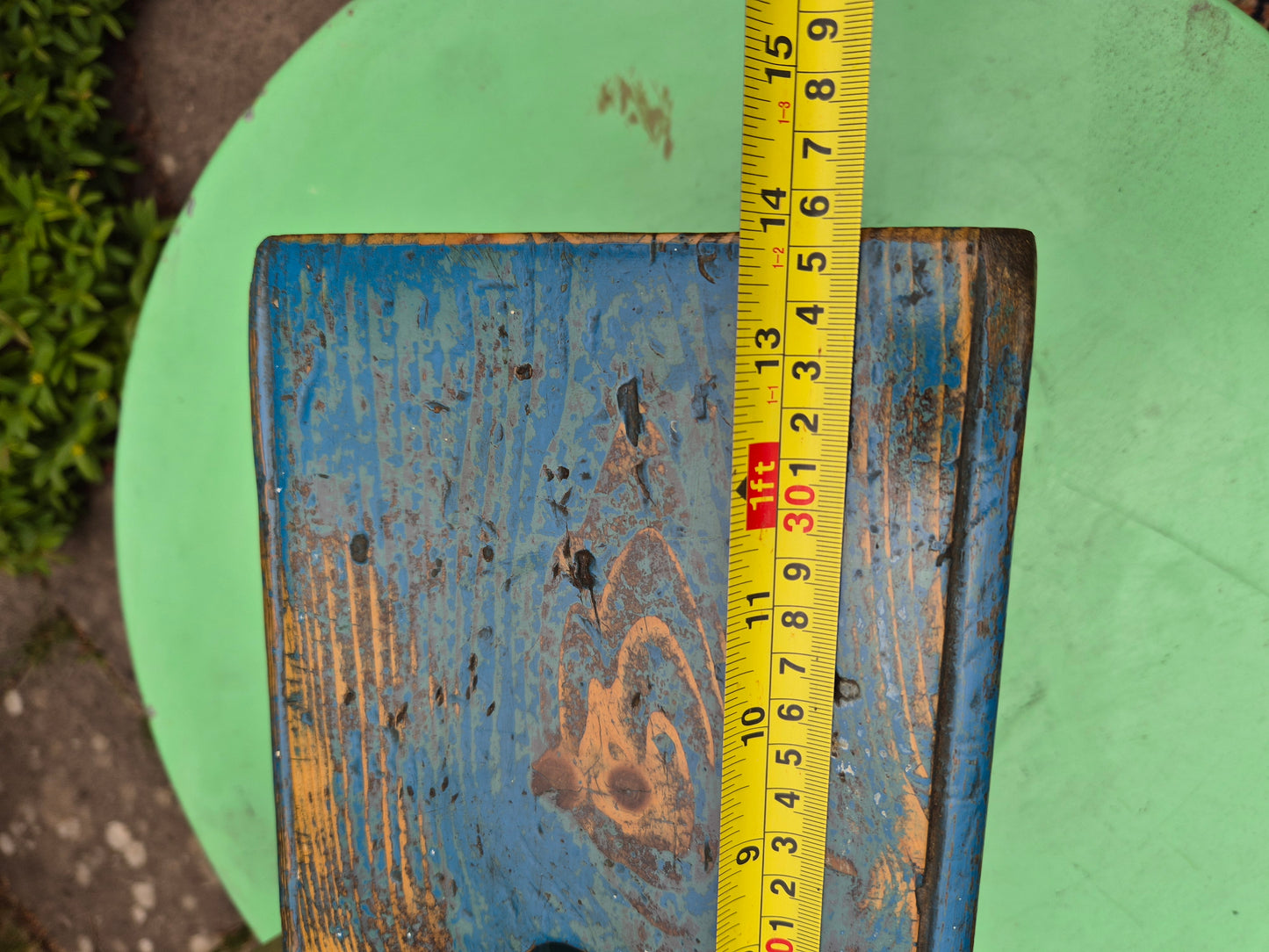 Vintage Rectangular Wooden Stool Rustic Farmhouse Cottage Milking Stool Blue Postage Included