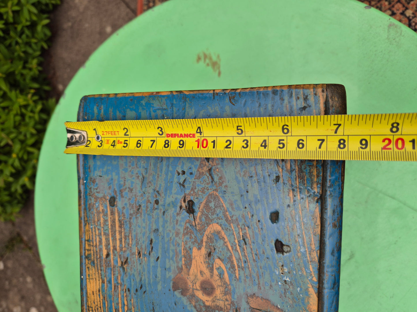 Vintage Rectangular Wooden Stool Rustic Farmhouse Cottage Milking Stool Blue Postage Included