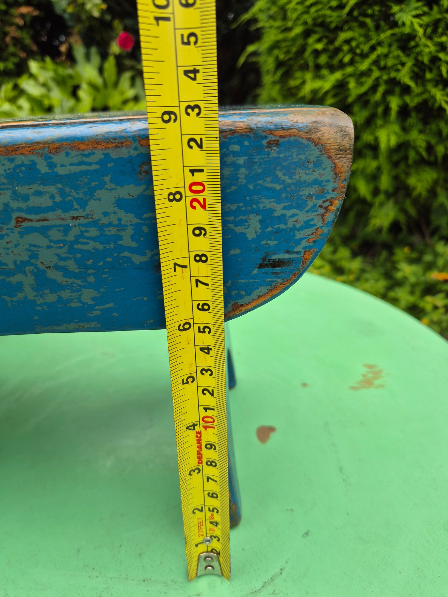 Vintage Rectangular Wooden Stool Rustic Farmhouse Cottage Milking Stool Blue Postage Included