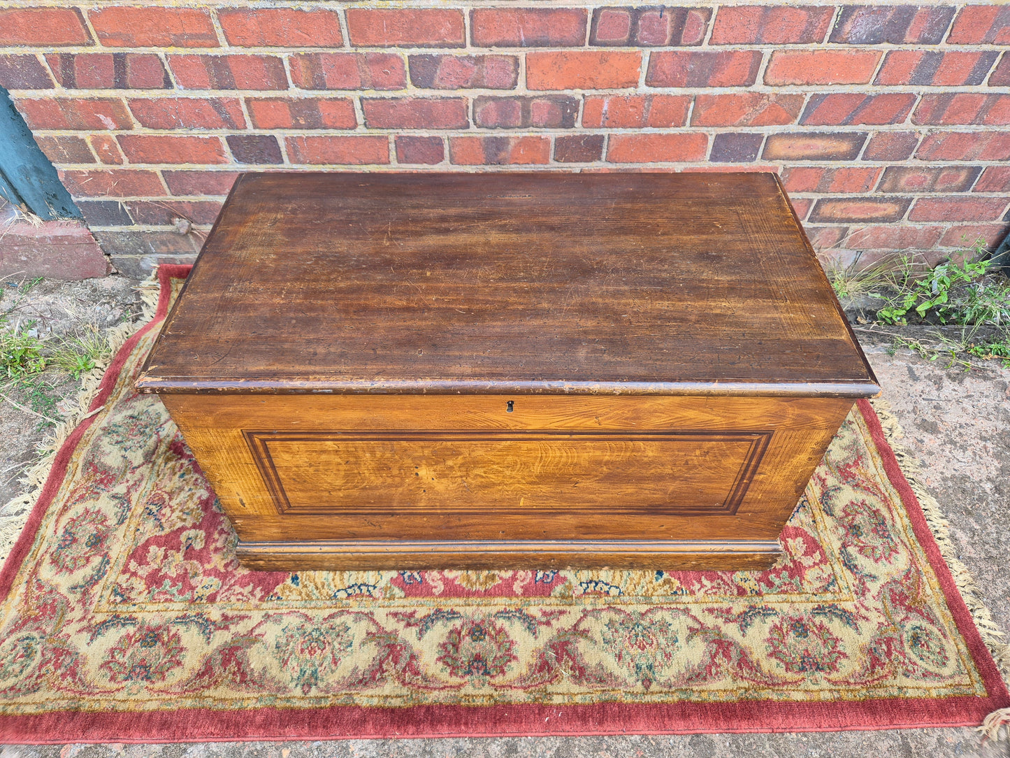 Antique Pine Blanket Box With Original Scumbled Wooden Storage Trunk Scumble