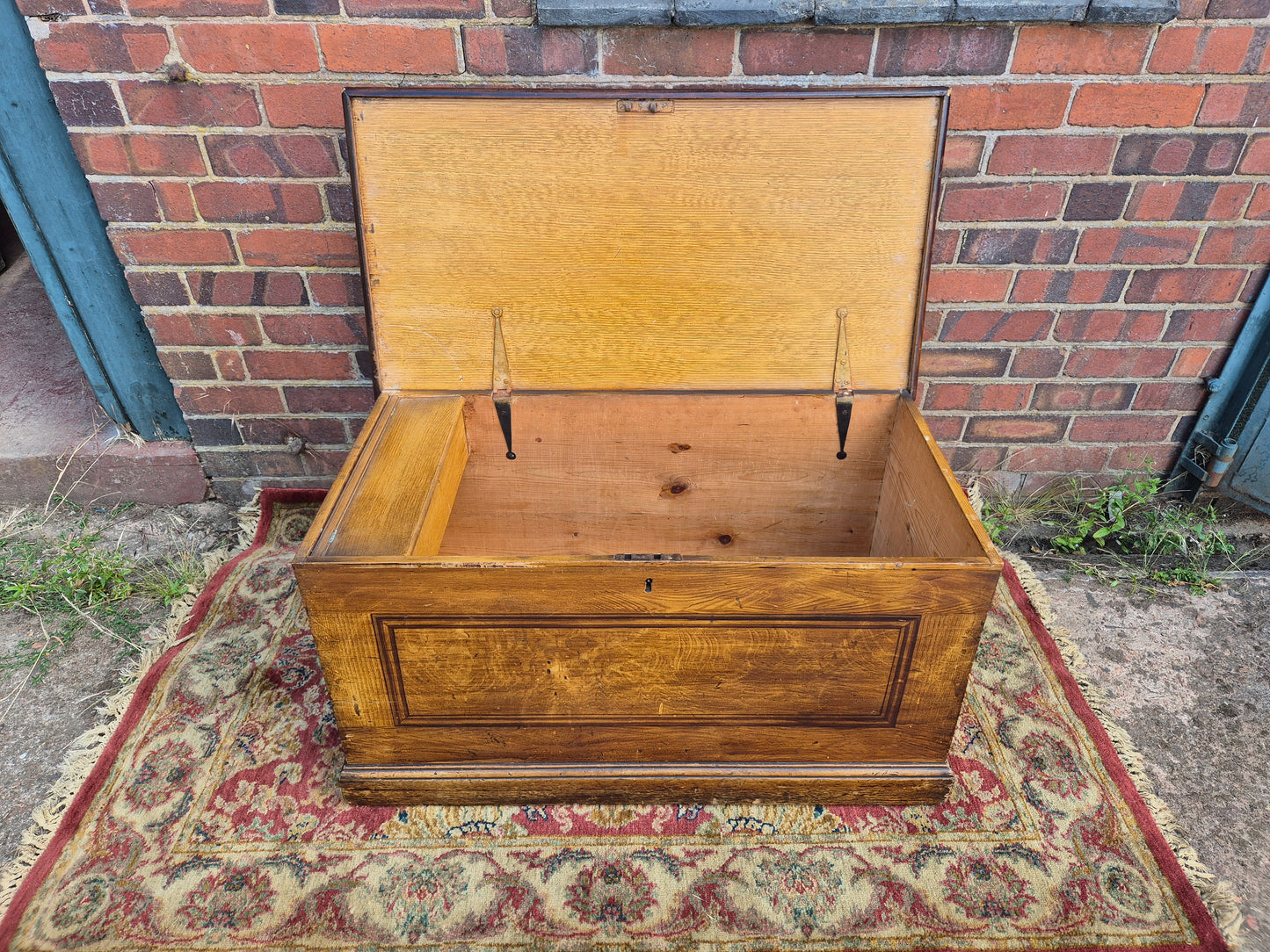 Antique Pine Blanket Box With Original Scumbled Wooden Storage Trunk Scumble