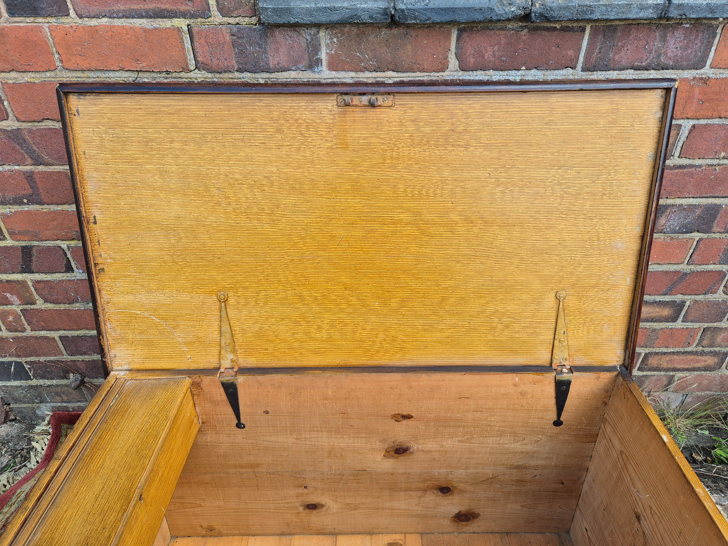 Antique Pine Blanket Box With Original Scumbled Wooden Storage Trunk Scumble