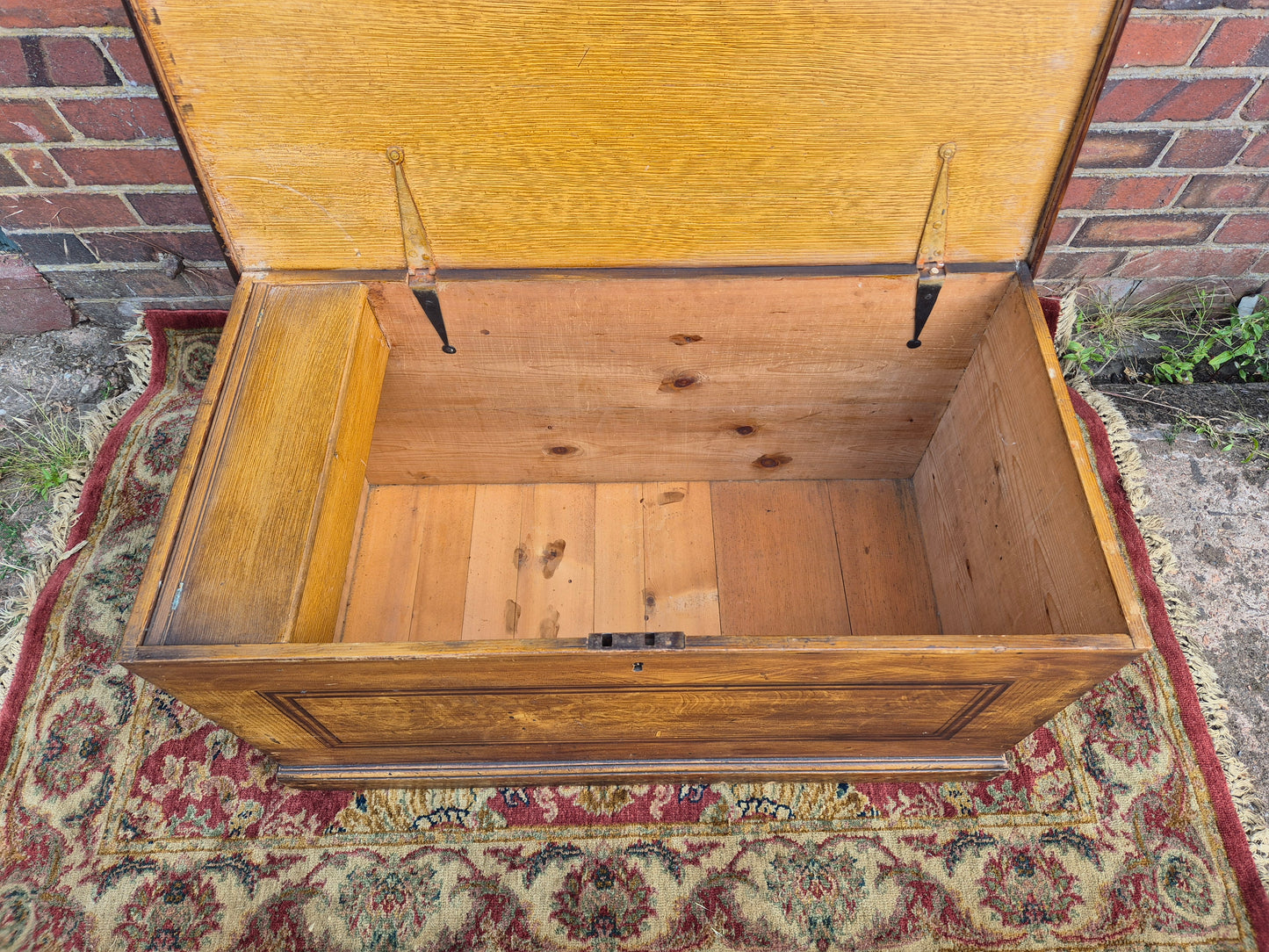 Antique Pine Blanket Box With Original Scumbled Wooden Storage Trunk Scumble