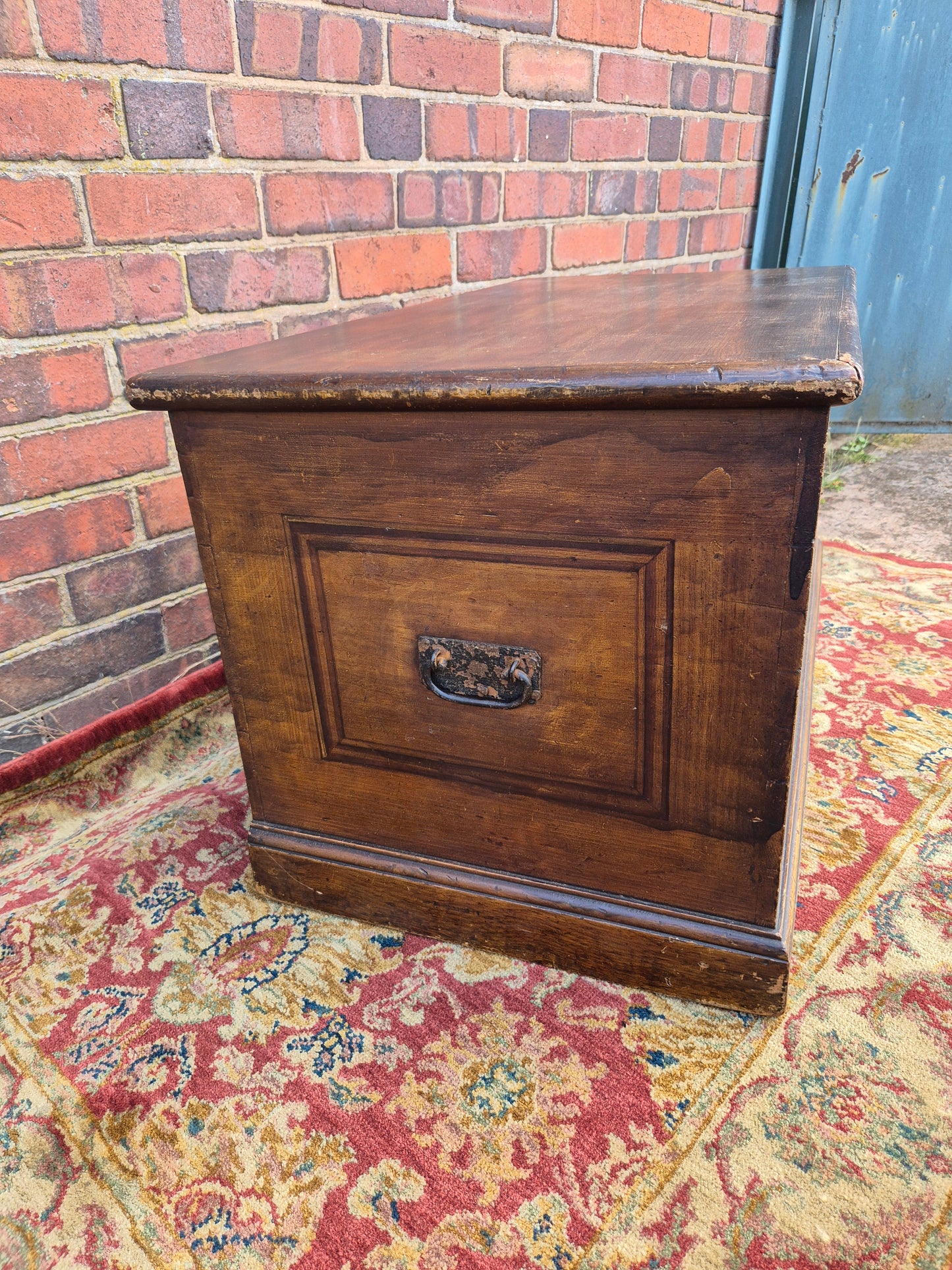 Antique Pine Blanket Box With Original Scumbled Wooden Storage Trunk Scumble