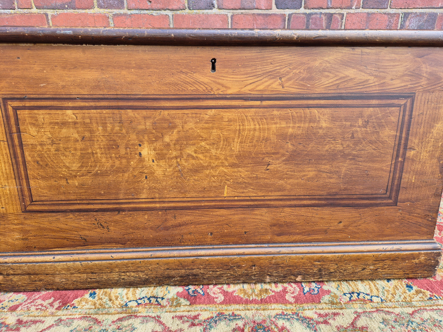Antique Pine Blanket Box With Original Scumbled Wooden Storage Trunk Scumble