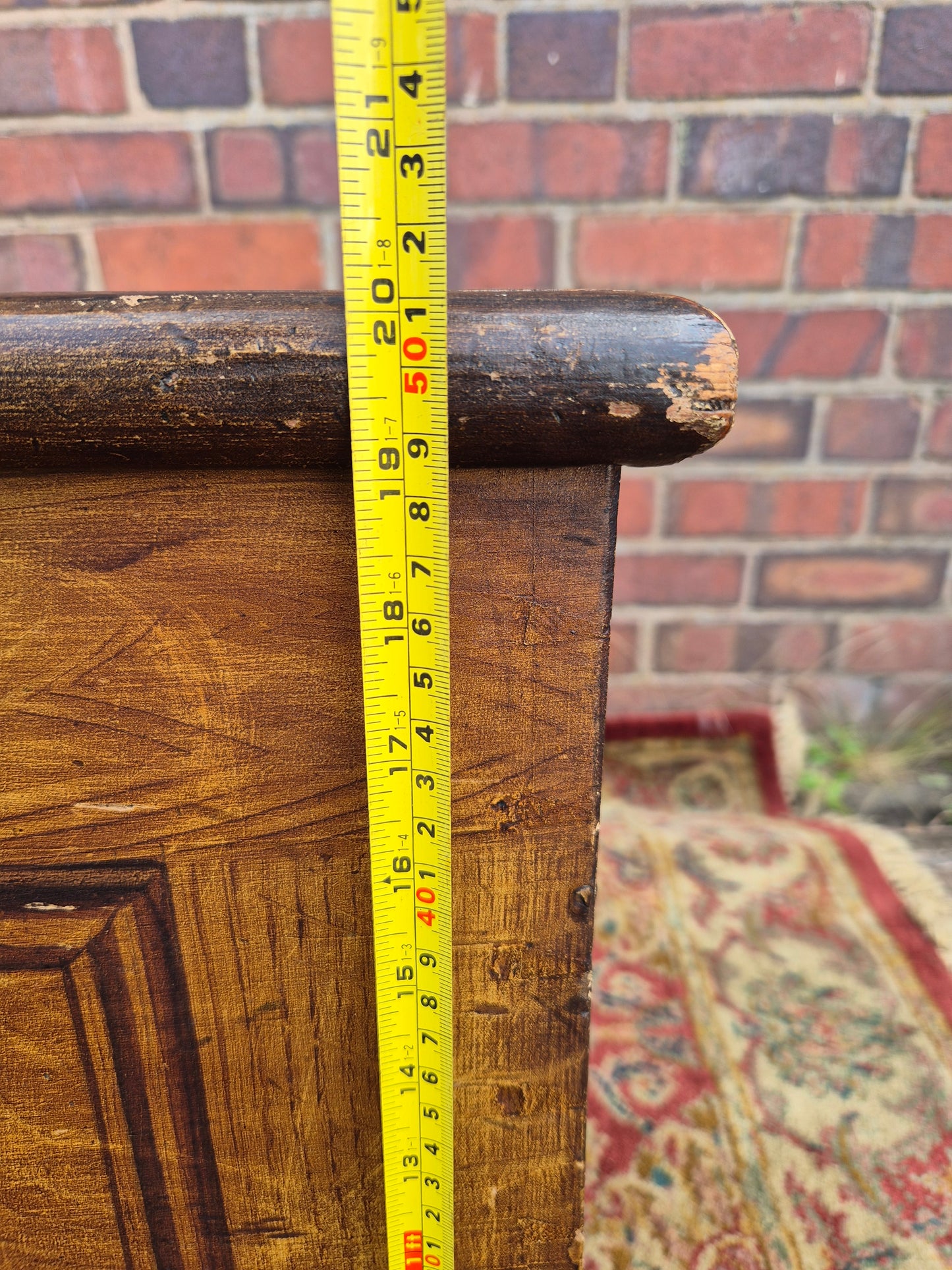 Antique Pine Blanket Box With Original Scumbled Wooden Storage Trunk Scumble