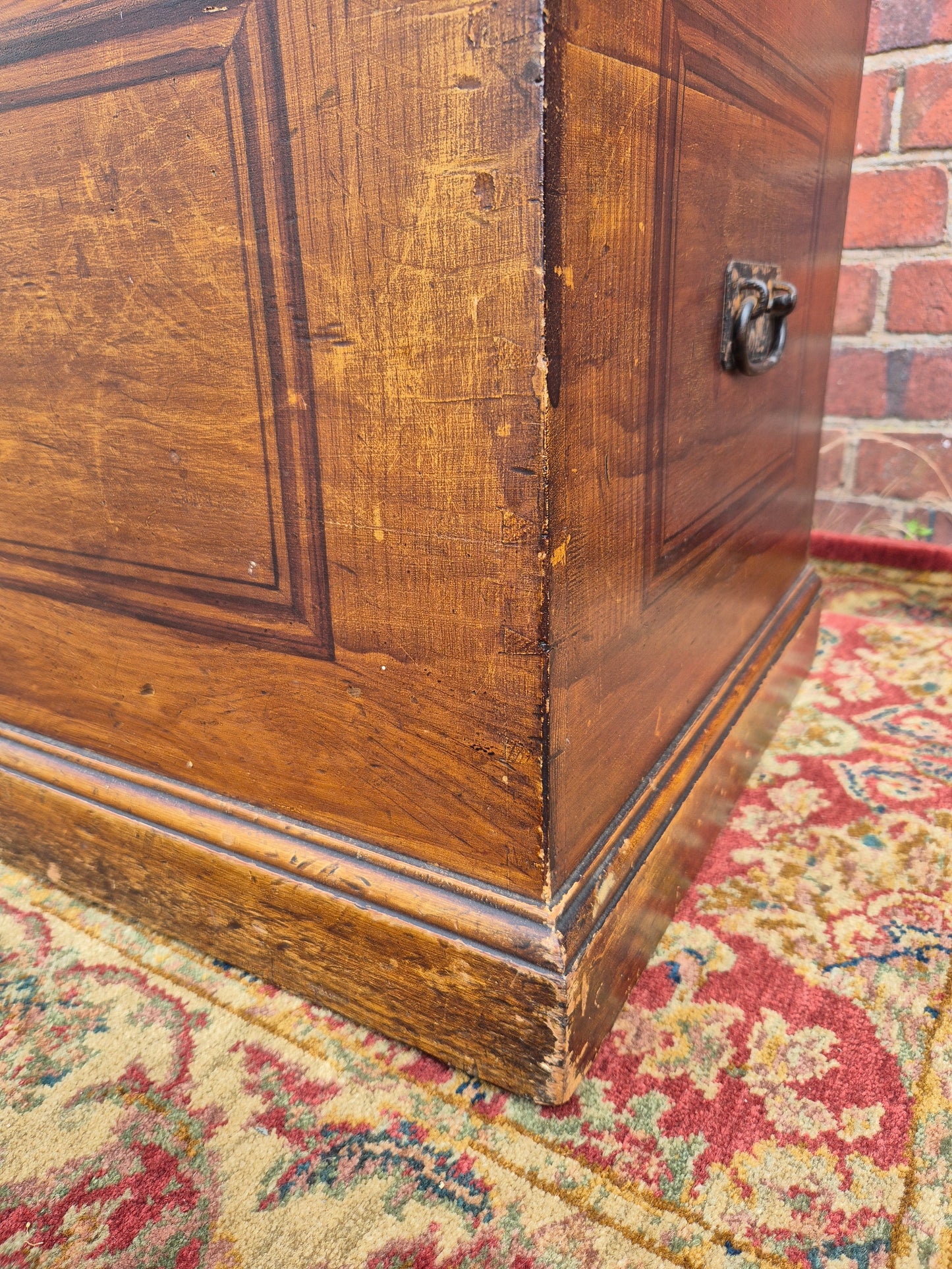Antique Pine Blanket Box With Original Scumbled Wooden Storage Trunk Scumble