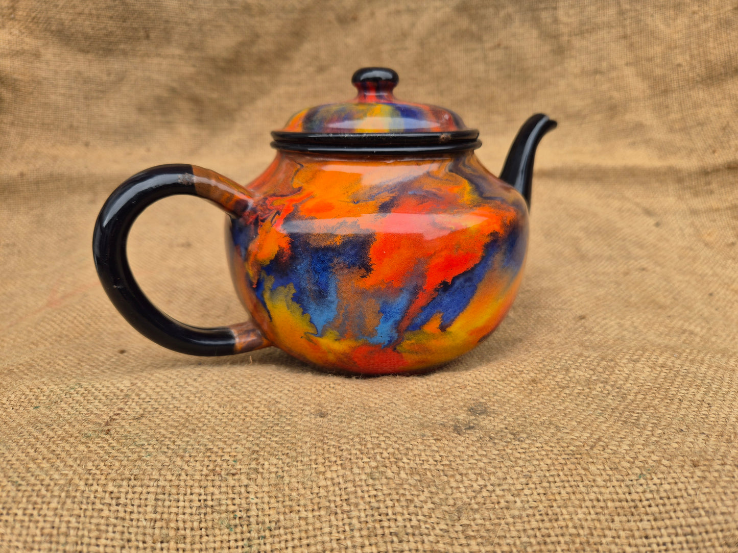 Vintage Enamel Graniteware End Of Day Teapot Tea Pot Rare UK Postage Inc