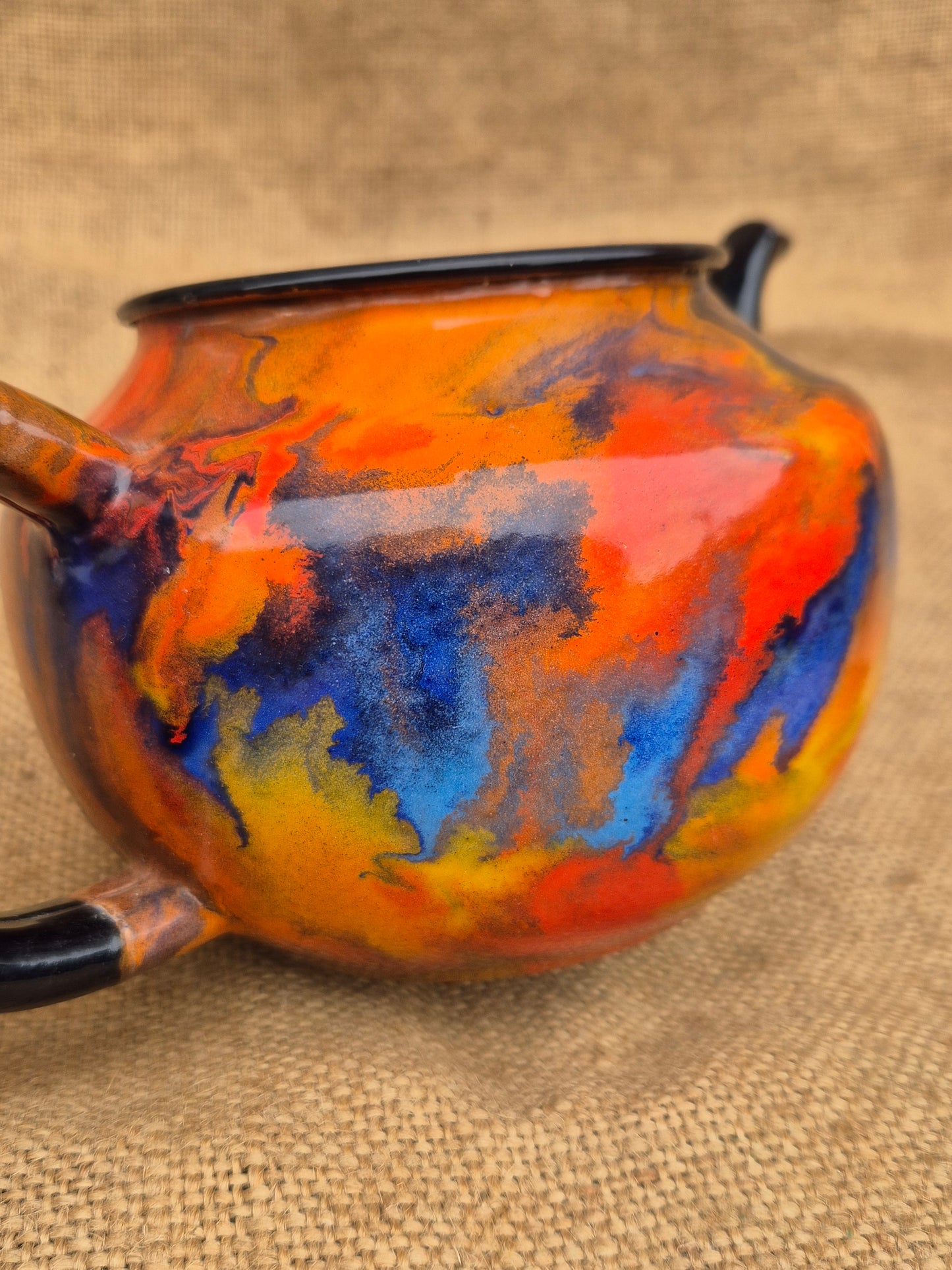 Vintage Enamel Graniteware End Of Day Teapot Tea Pot Rare UK Postage Inc
