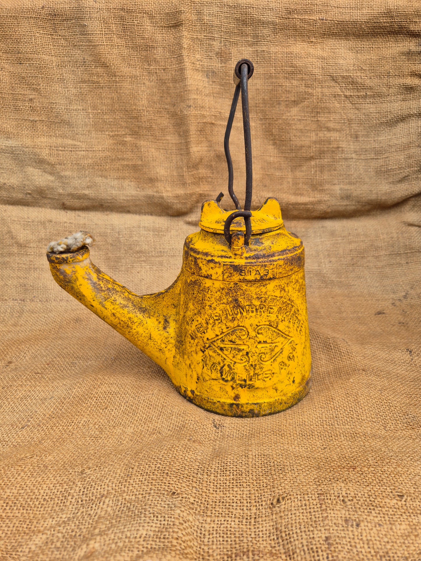Antique Iron Engineers Construction Oil Lamp Unbreakable No18 by A G Wells