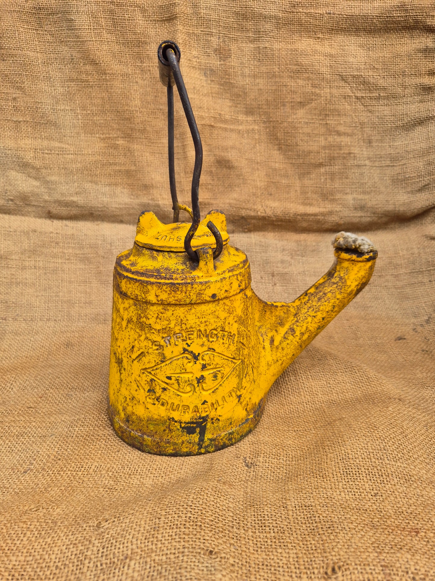 Antique Iron Engineers Construction Oil Lamp Unbreakable No18 by A G Wells