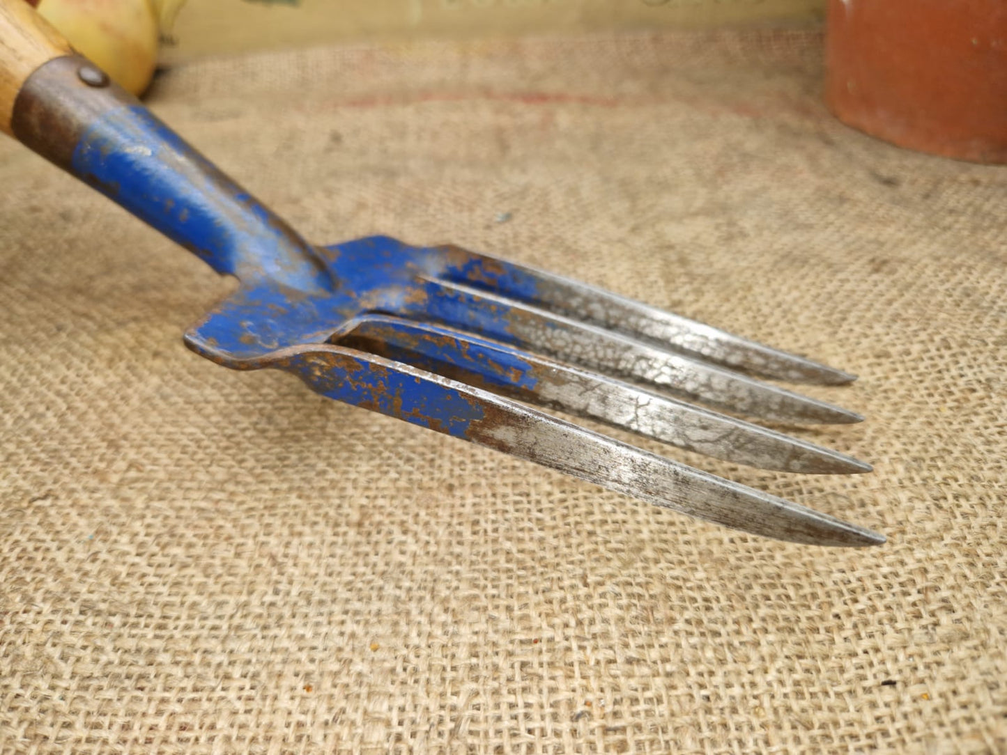 Vintage ELWELL Garden Hand Fork Allotment Planting Old Tool Original Label