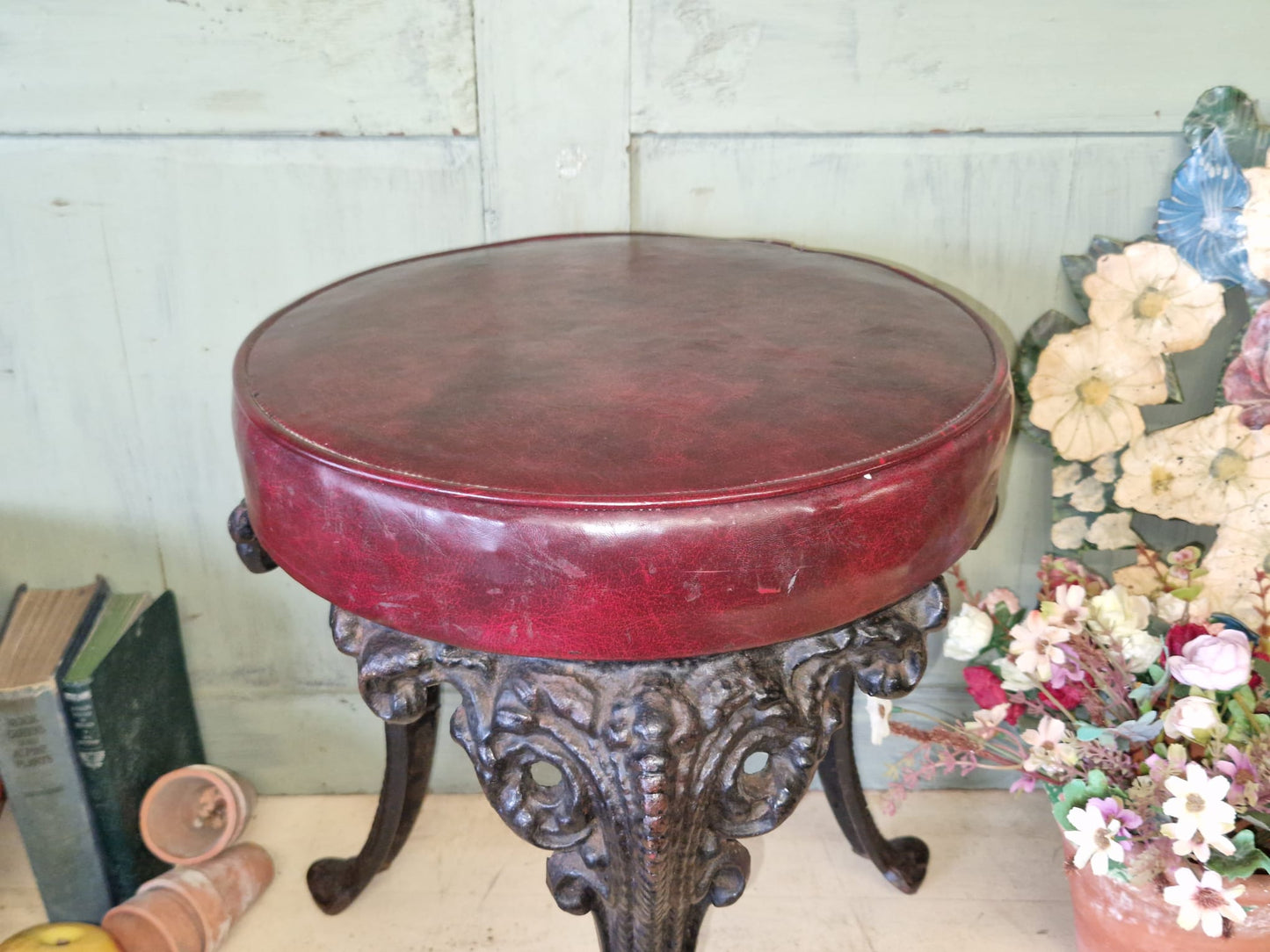 Vintage Quality Pub Stool X 1 Cast Iron Antique Used Bar Furniture Heavy