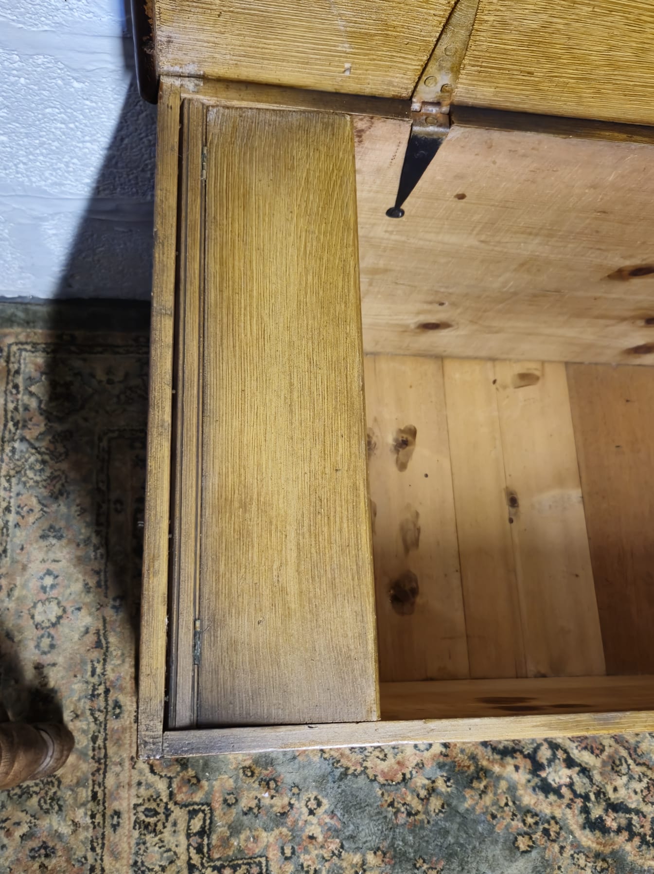 Antique Pine Blanket Box With Original Scumbling Wooden Storage Trunk Scumble