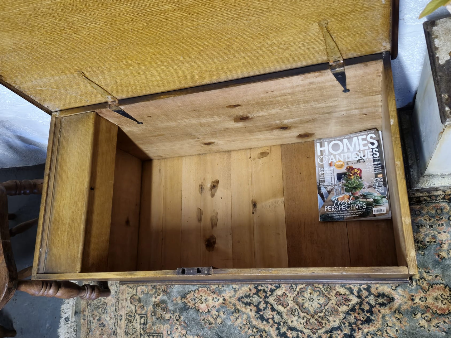 Antique Pine Blanket Box With Original Scumbling Wooden Storage Trunk Scumble