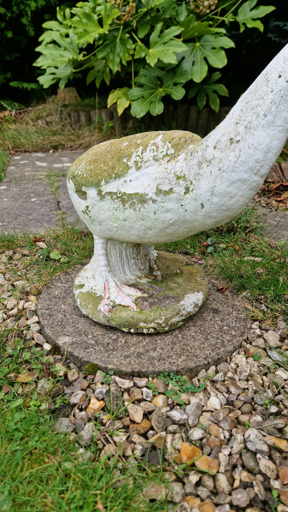 Vintage English Garden Goose Ornament Weathered Ornament Painted Features OLD