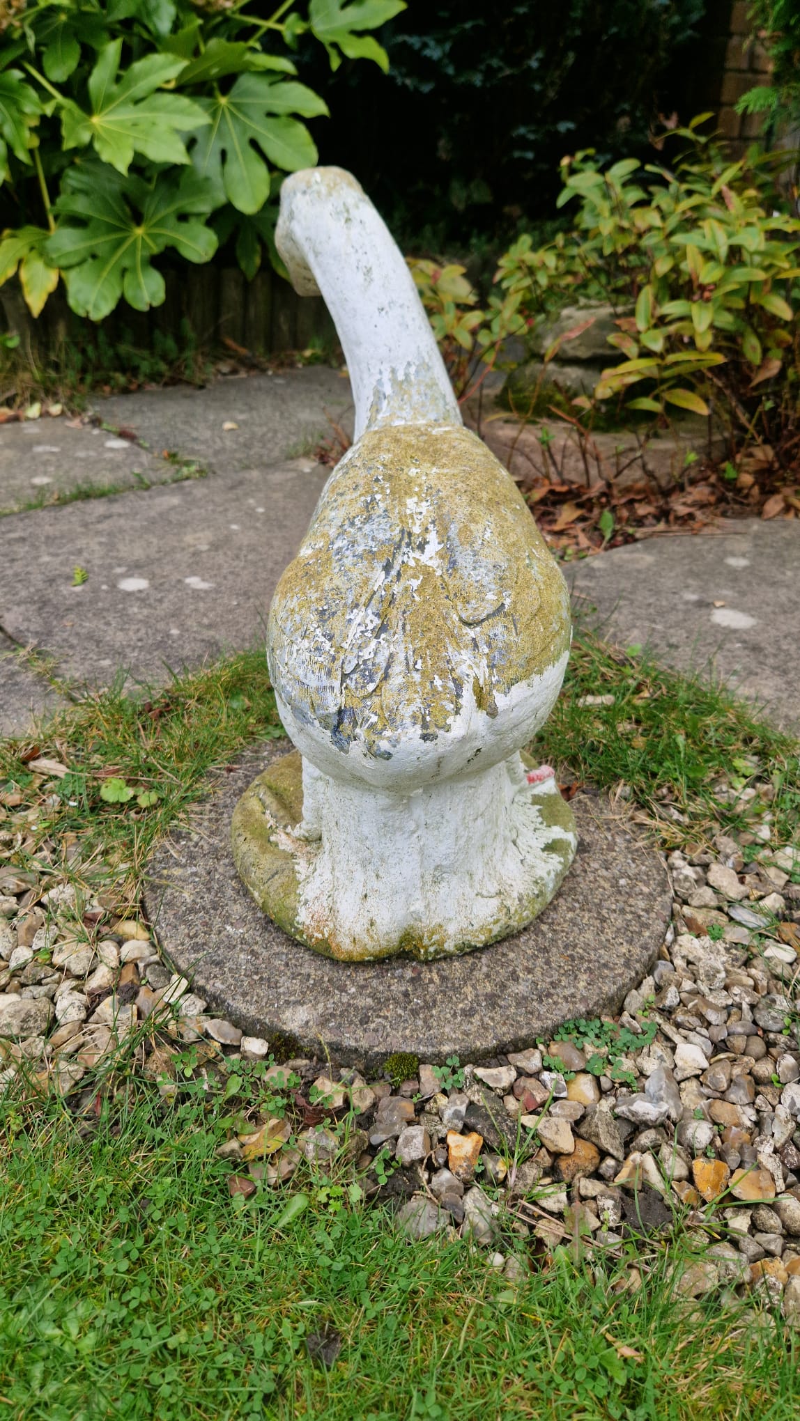 Vintage English Garden Goose Ornament Weathered Ornament Painted Features OLD