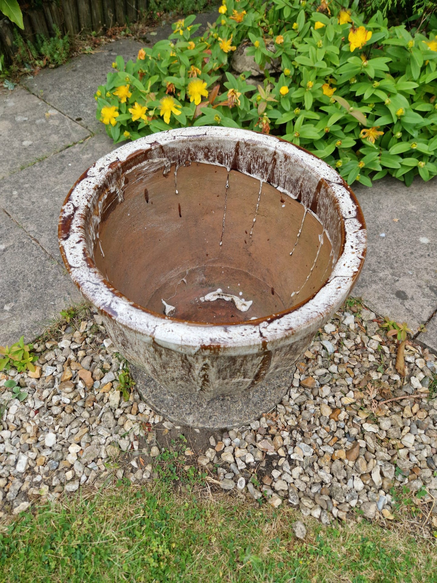 Large Vintage Heavy Fluted Glazed Garden Planter Pot Stunning