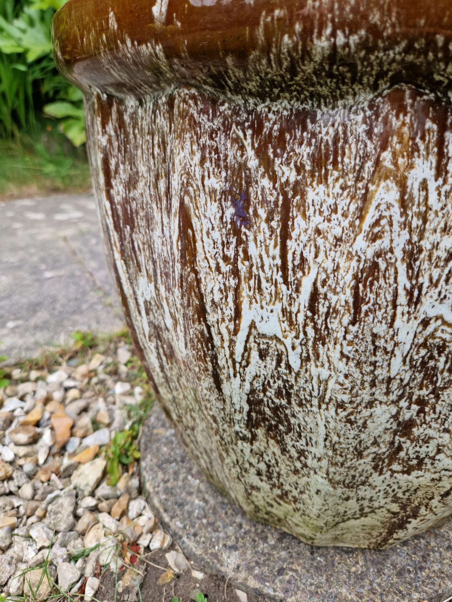 Large Vintage Heavy Fluted Glazed Garden Planter Pot Stunning