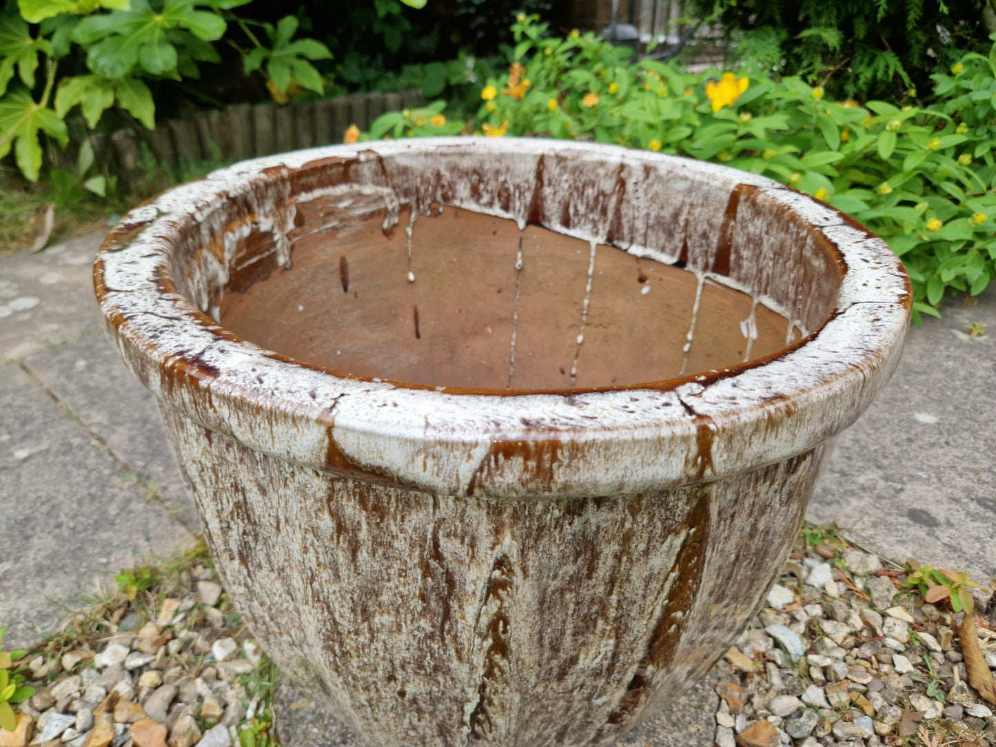 Large Vintage Heavy Fluted Glazed Garden Planter Pot Stunning