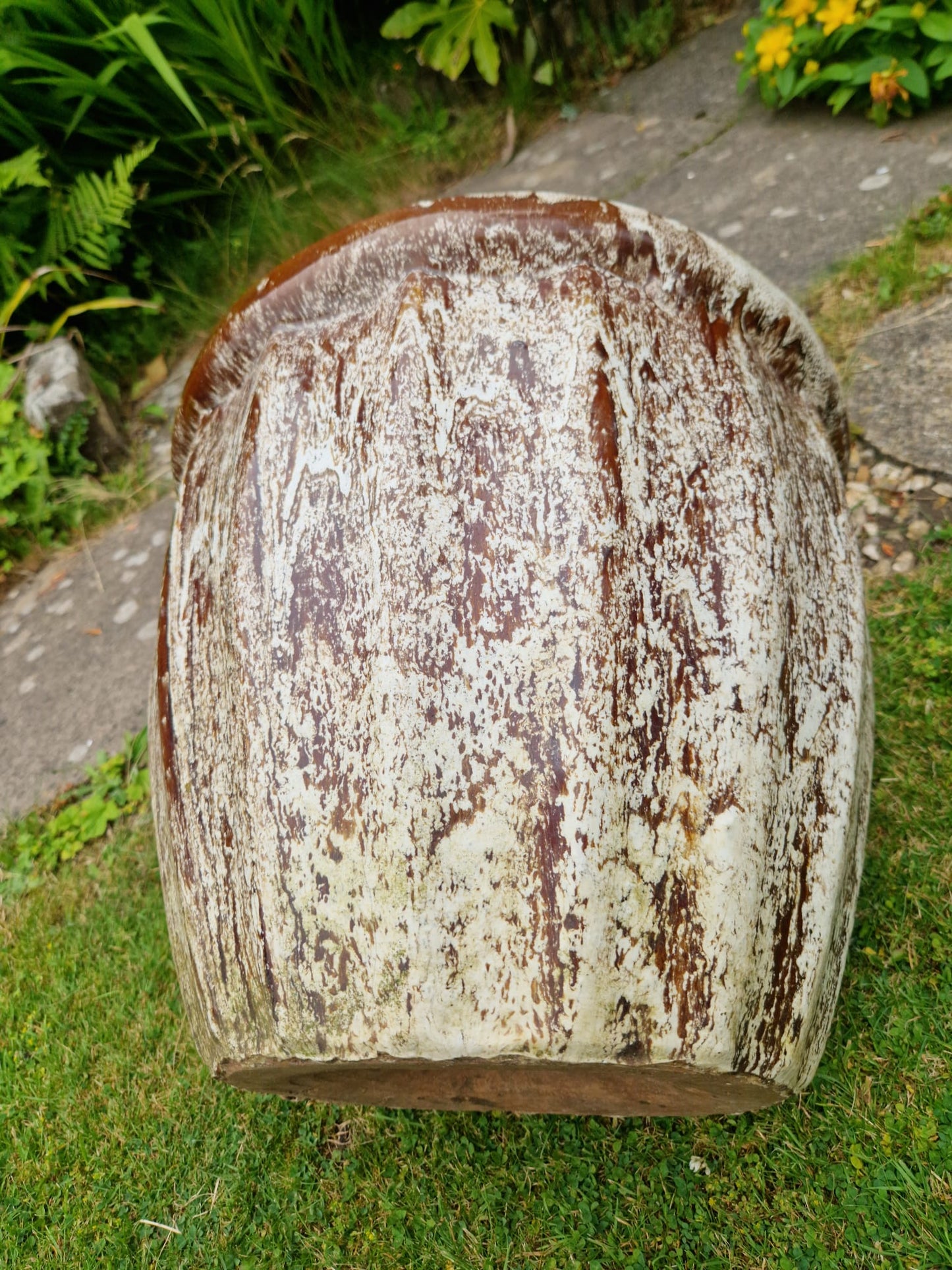 Large Vintage Heavy Fluted Glazed Garden Planter Pot Stunning