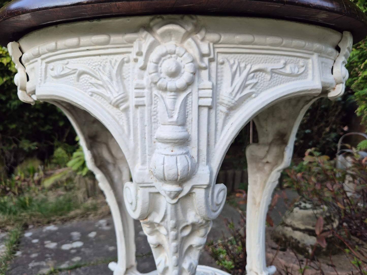 Antique Vintage Cast Iron Table Wooden Pub Table A B Moore Art Nouveau